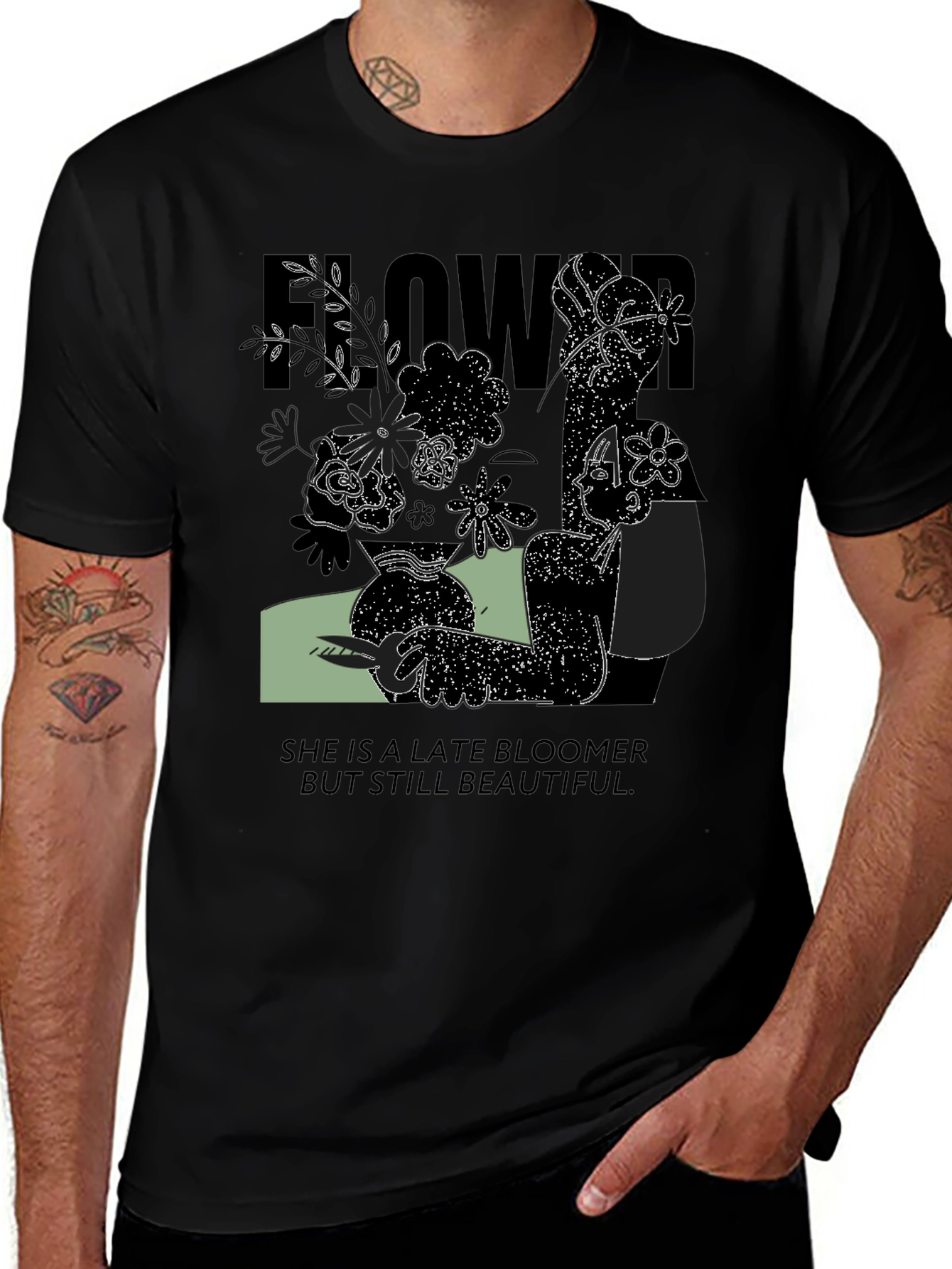 Late Bloomer Graphic Tee - Unisex Black Cotton Shirt