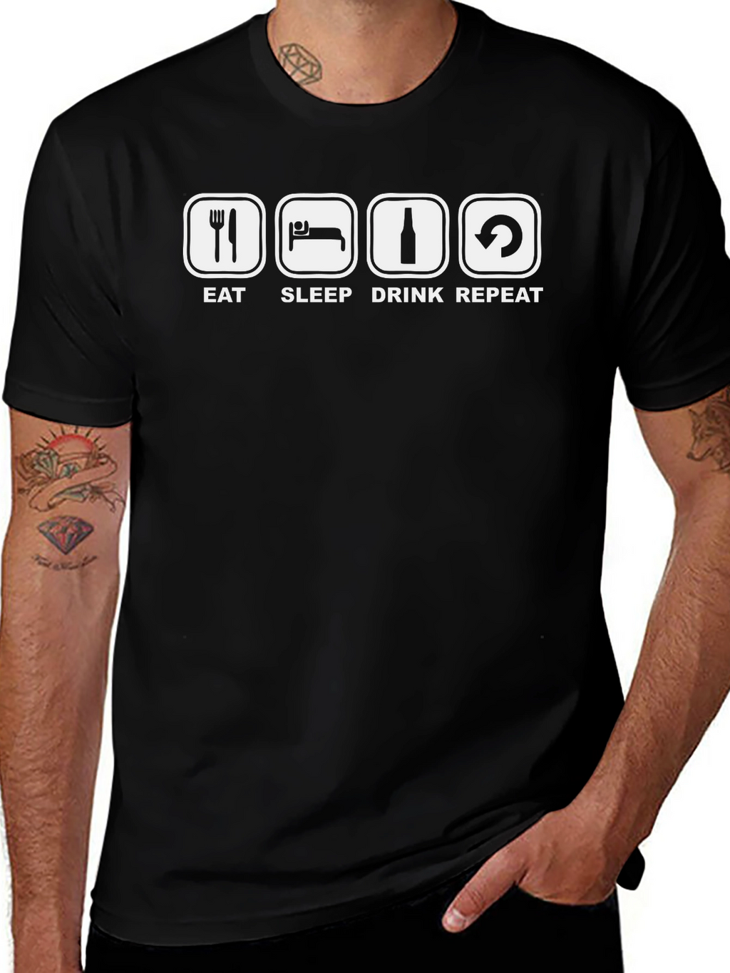 Eat Sleep Drink Repeat Black T-Shirt
