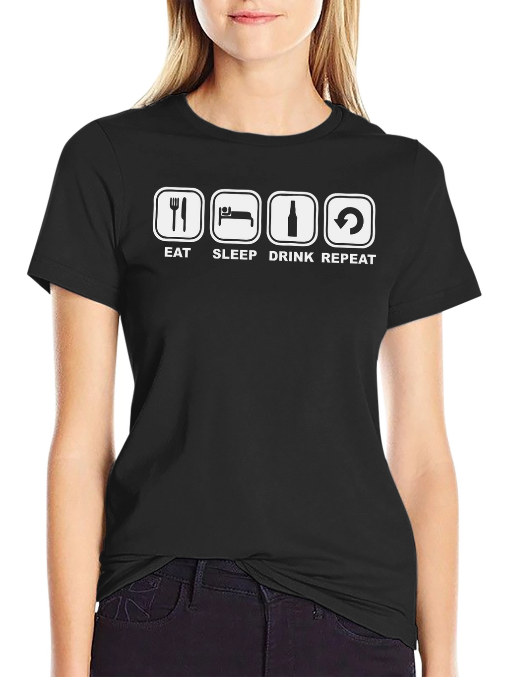 Eat Sleep Drink Repeat Black T-Shirt