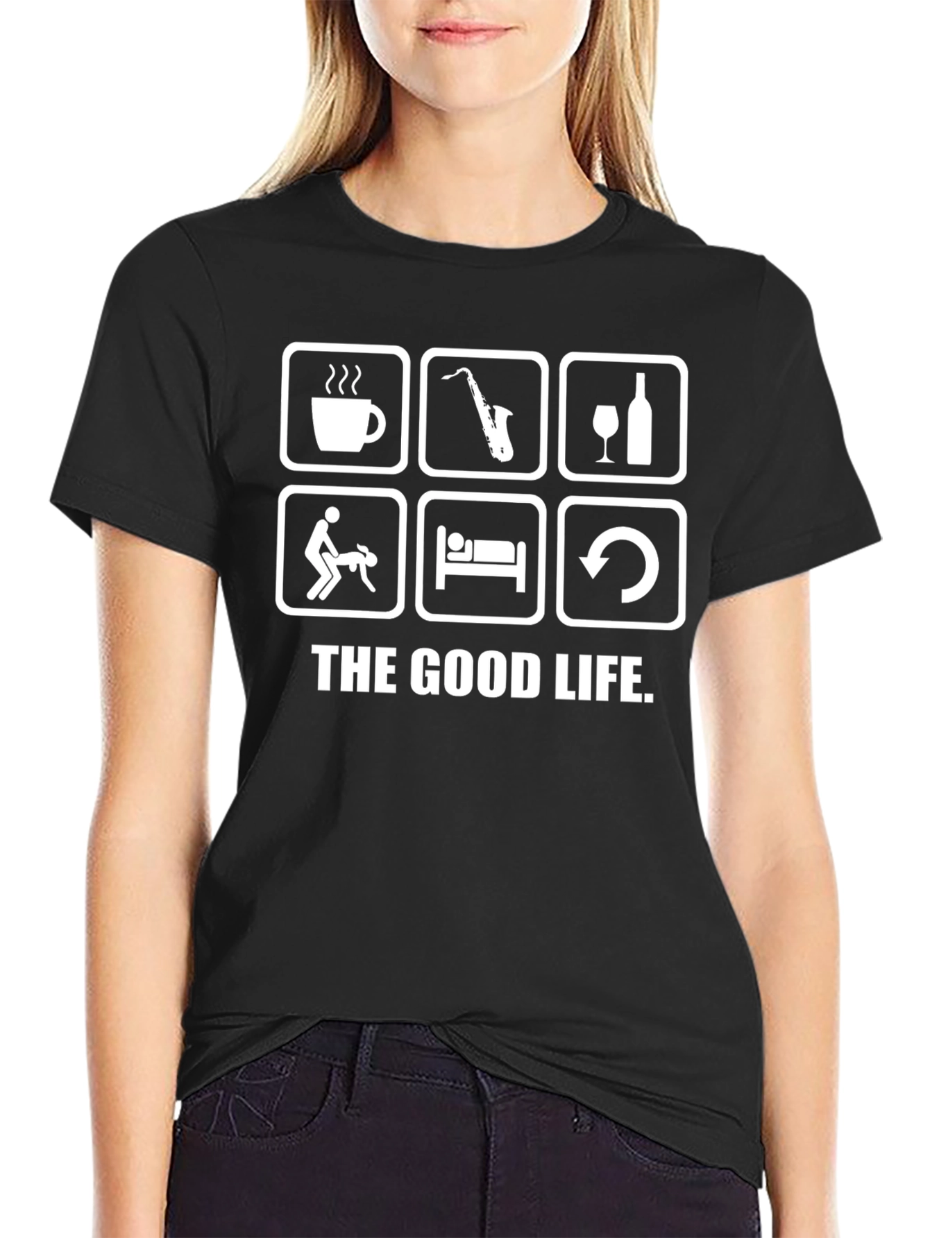 The Good Life T-Shirt: Coffee Sax Wine & More!