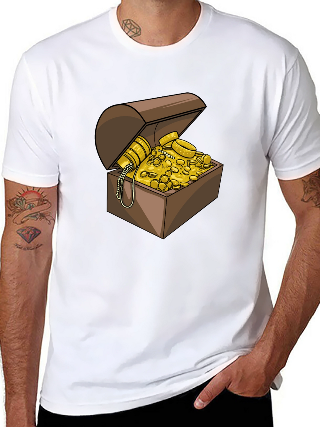 Treasure Chest Graphic Tee - Black Cotton Casual Shirt
