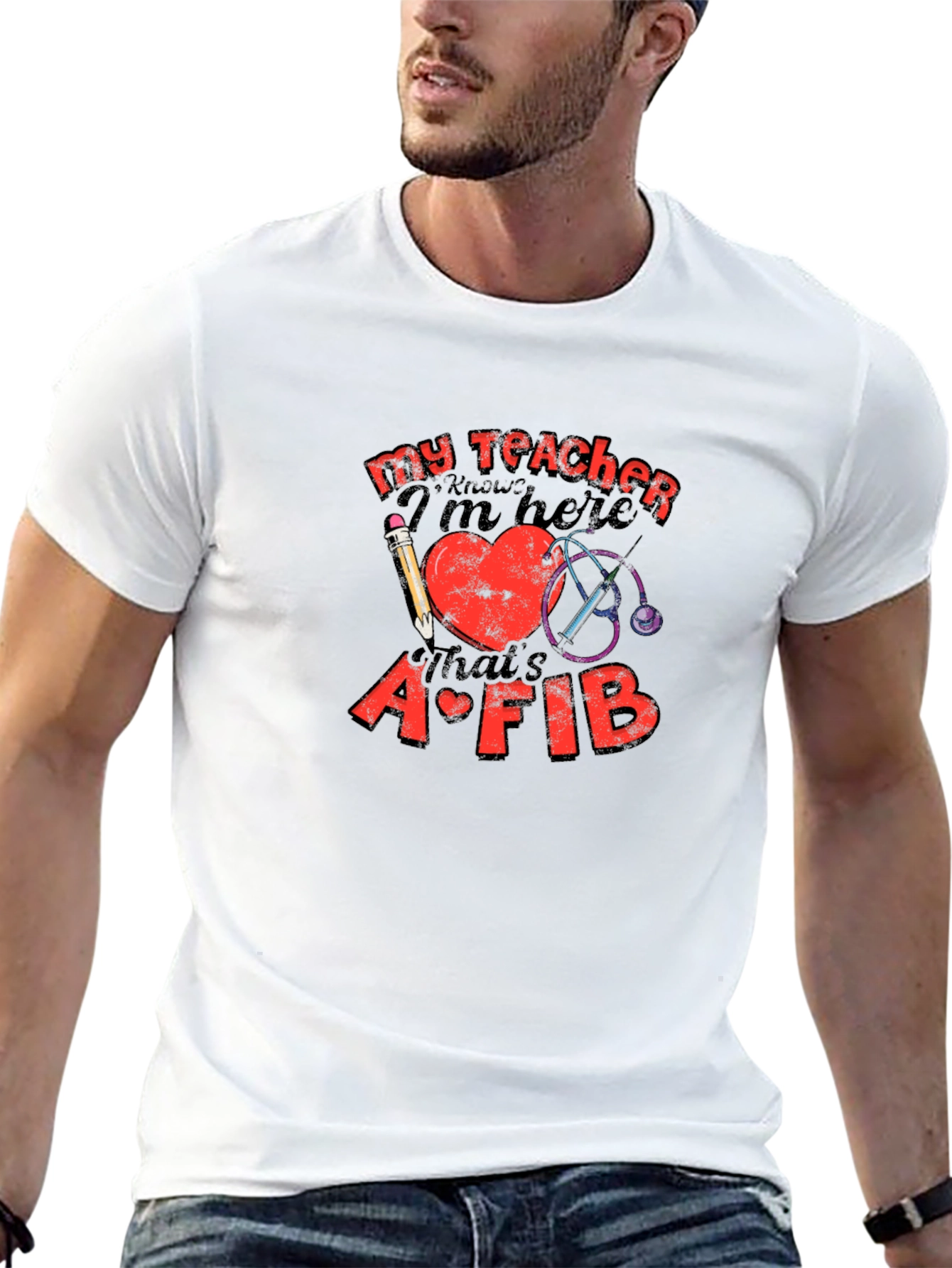 My Teacher Knows Funny Heart AFIB T-Shirt