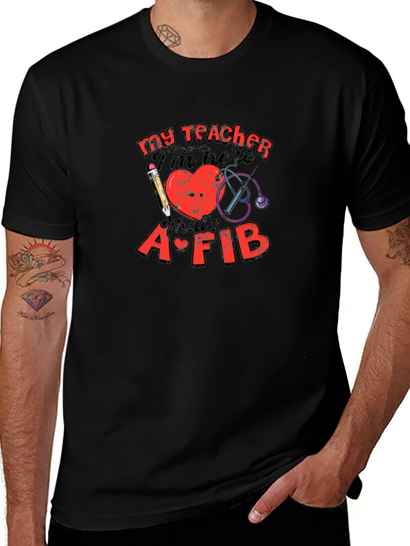 My Teacher Knows Funny Heart AFIB T-Shirt