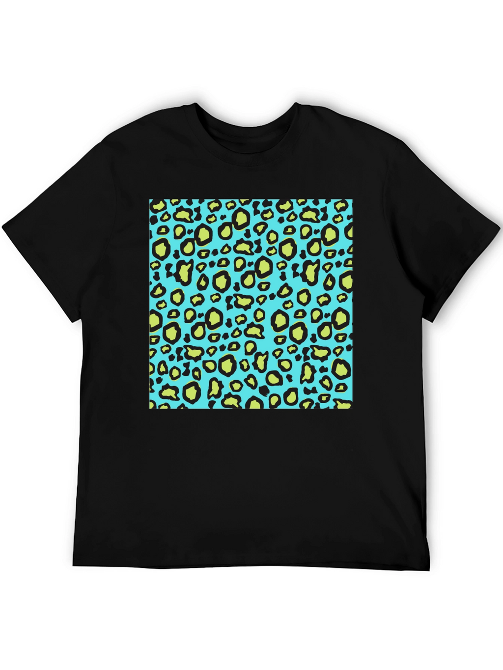 Leopard Print Crew Neck T-Shirt - Black