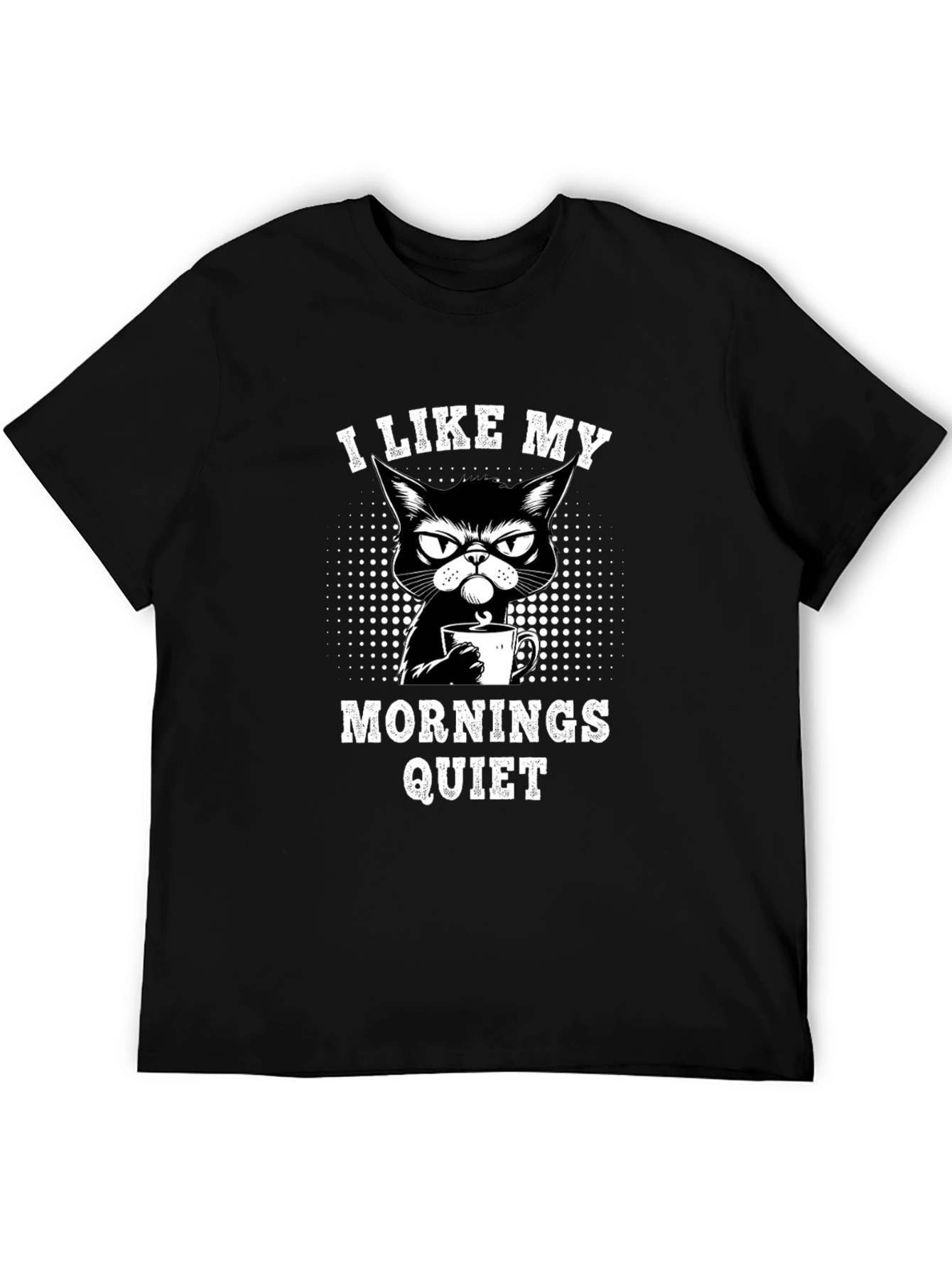 Quiet Mornings Cat Graphic Tee - Black