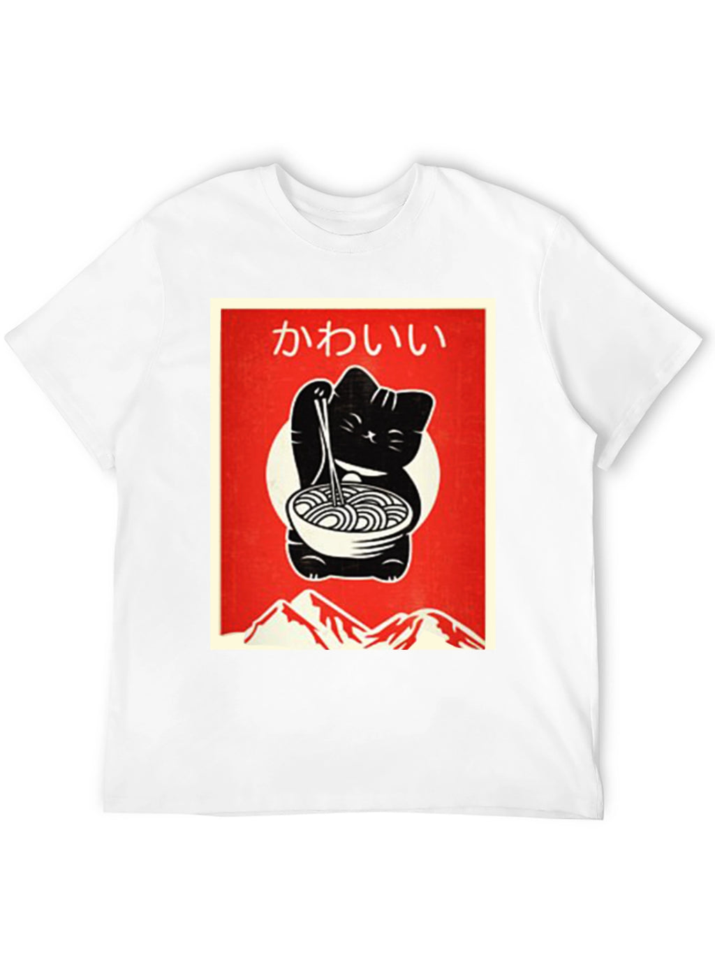 Kawaii Cat Ramen T-Shirt - Black Cute Design
