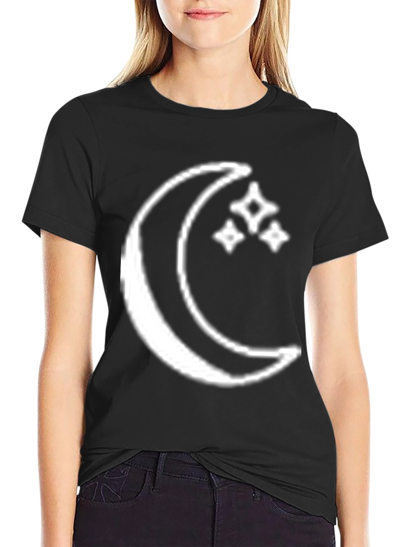 Moon & Stars Graphic Tee - Celestial Black T-Shirt