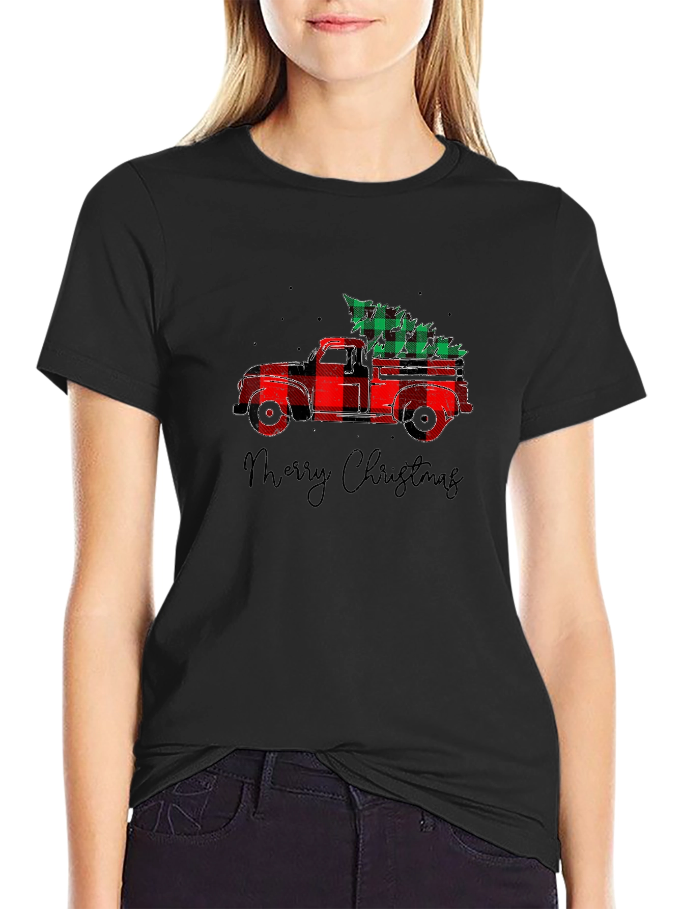Plaid Truck Christmas Tee