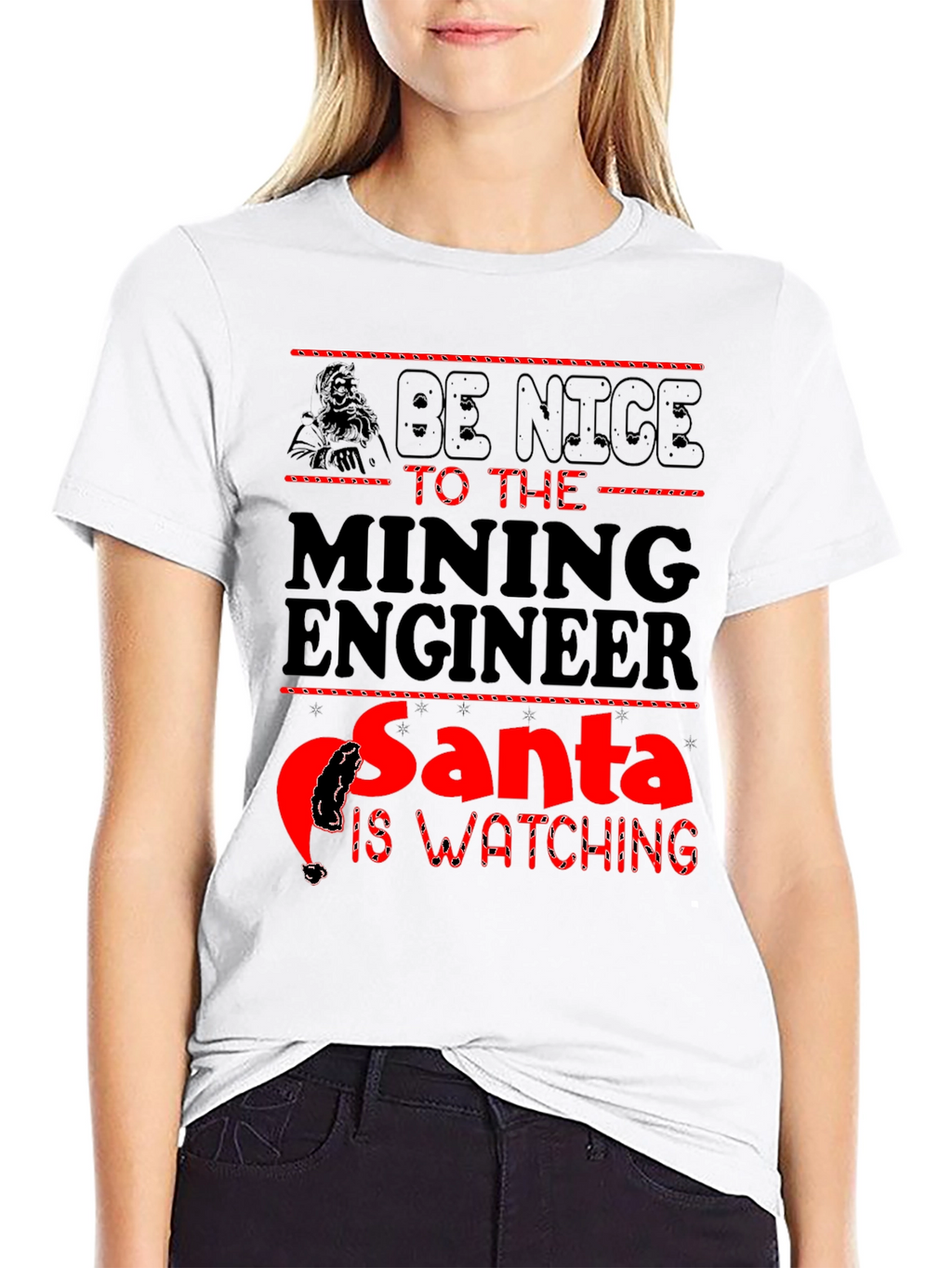 Mining Engineer Santa T-Shirt - Be Nice Holiday Tee