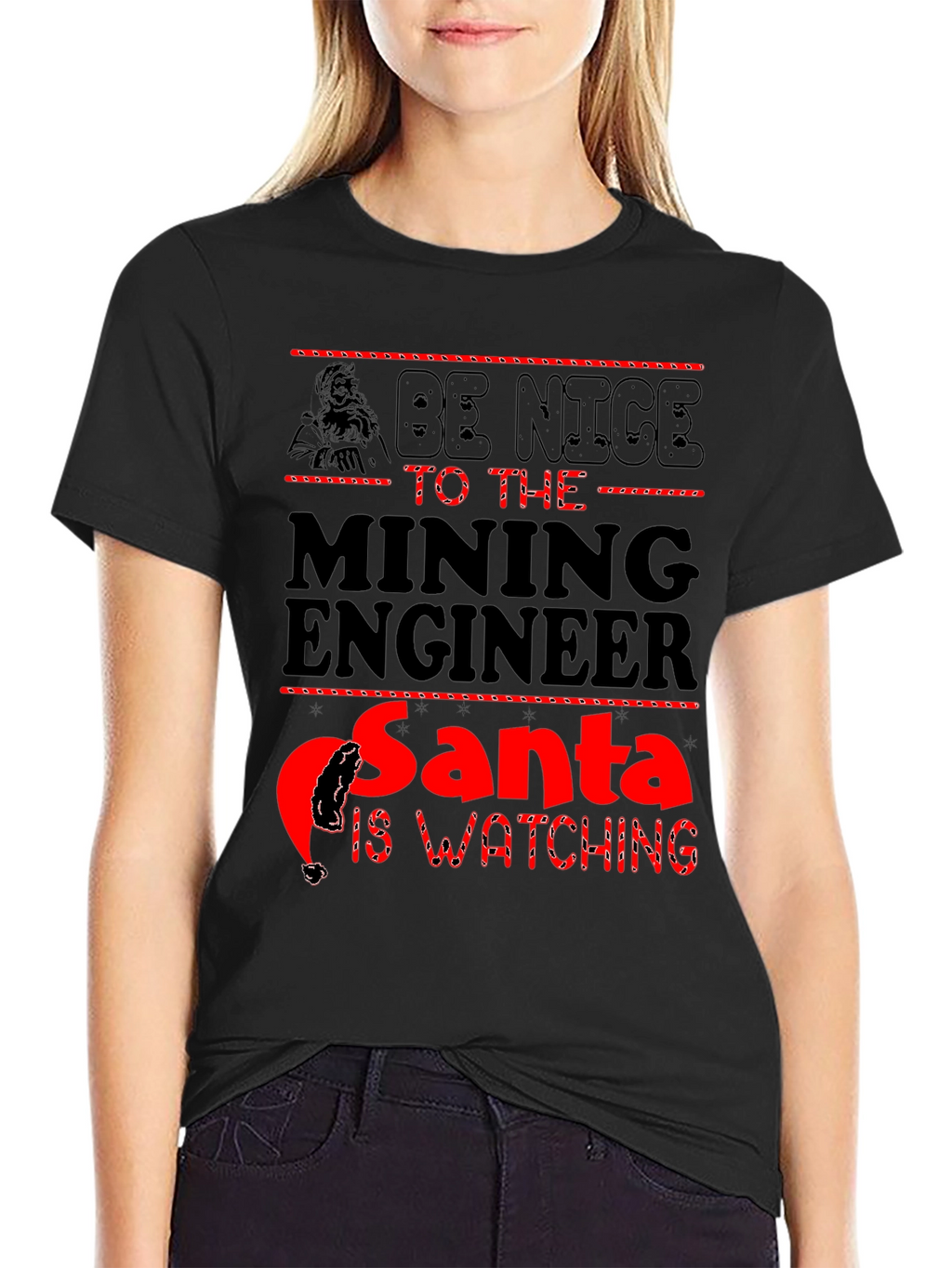 Mining Engineer Santa T-Shirt - Be Nice Holiday Tee