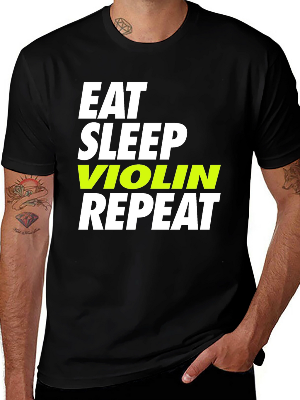 Eat Sleep Violin Repeat Black T-Shirt