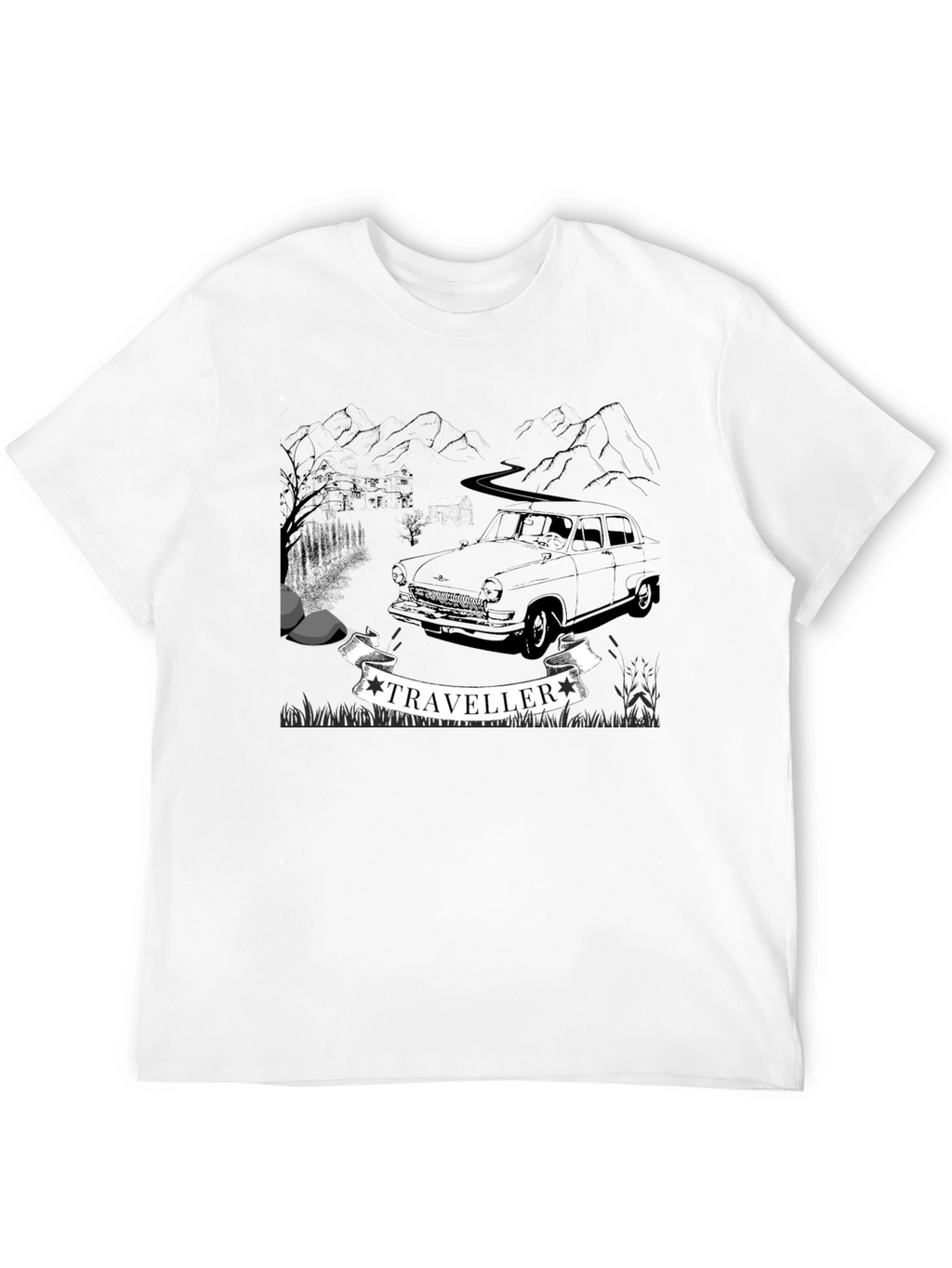 Traveller Graphic Tee - Retro Car Adventure Shirt