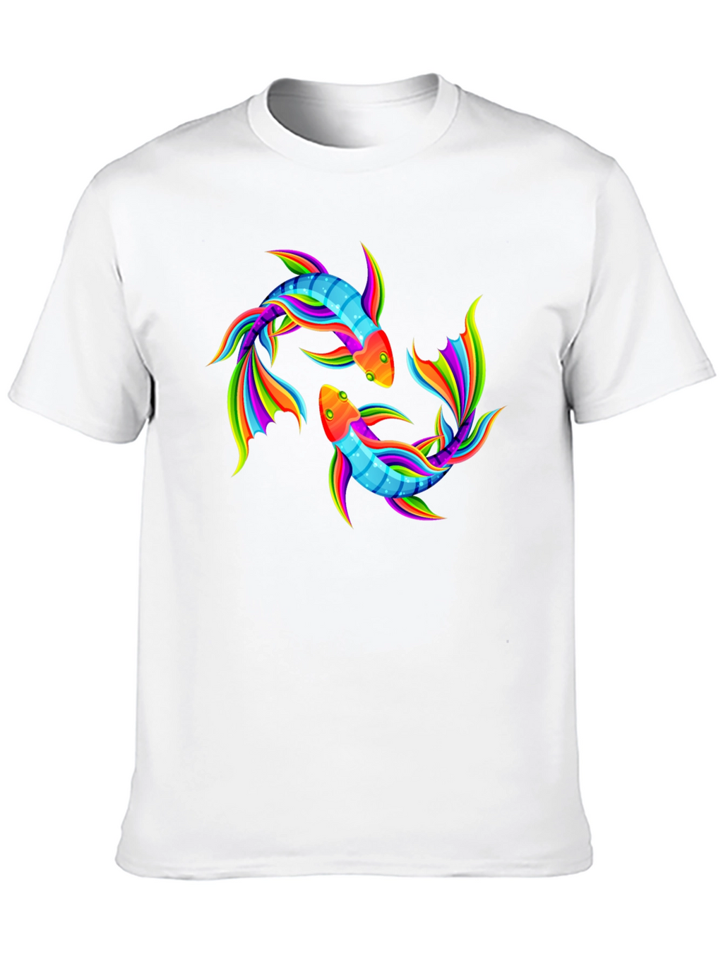 Rainbow Koi Fish Graphic Black T-Shirt