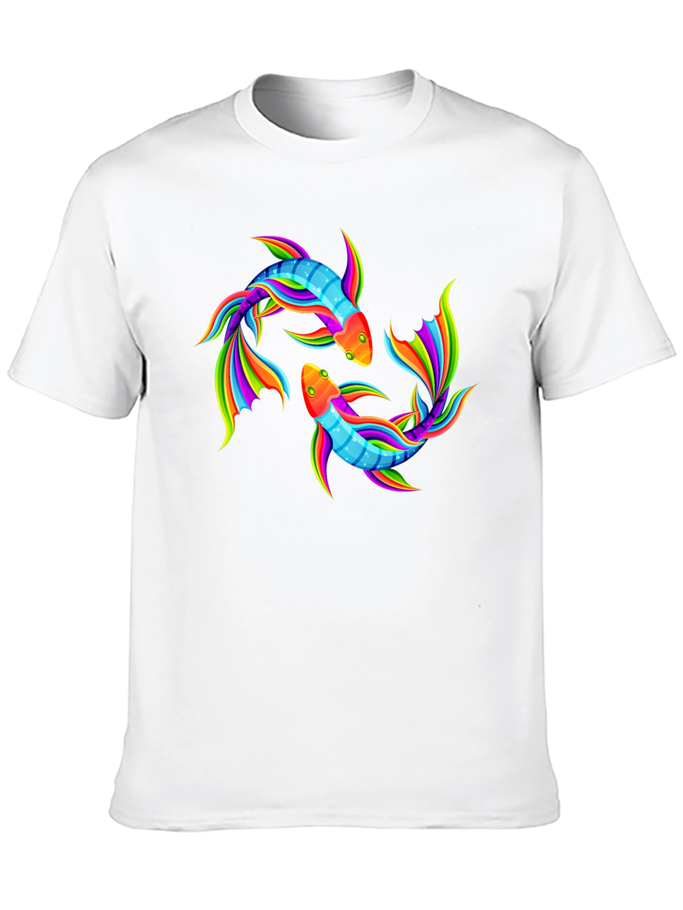 Rainbow Koi Fish Graphic Black T-Shirt