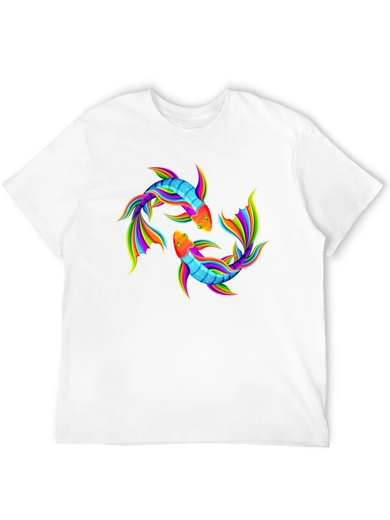 Rainbow Koi Fish Graphic Black T-Shirt