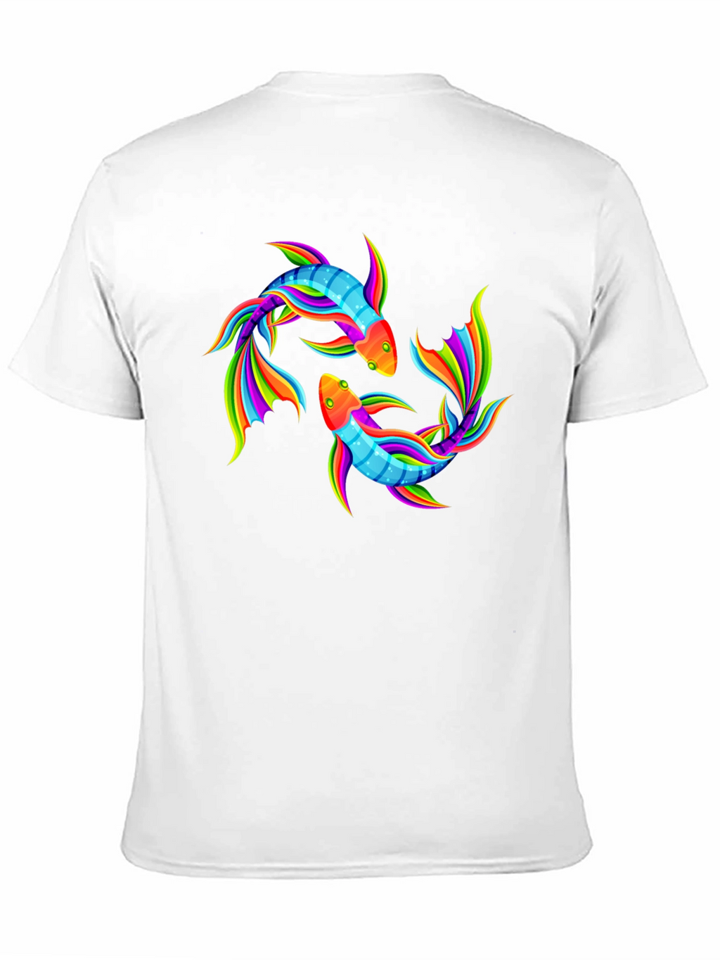 Rainbow Koi Fish Graphic Black T-Shirt