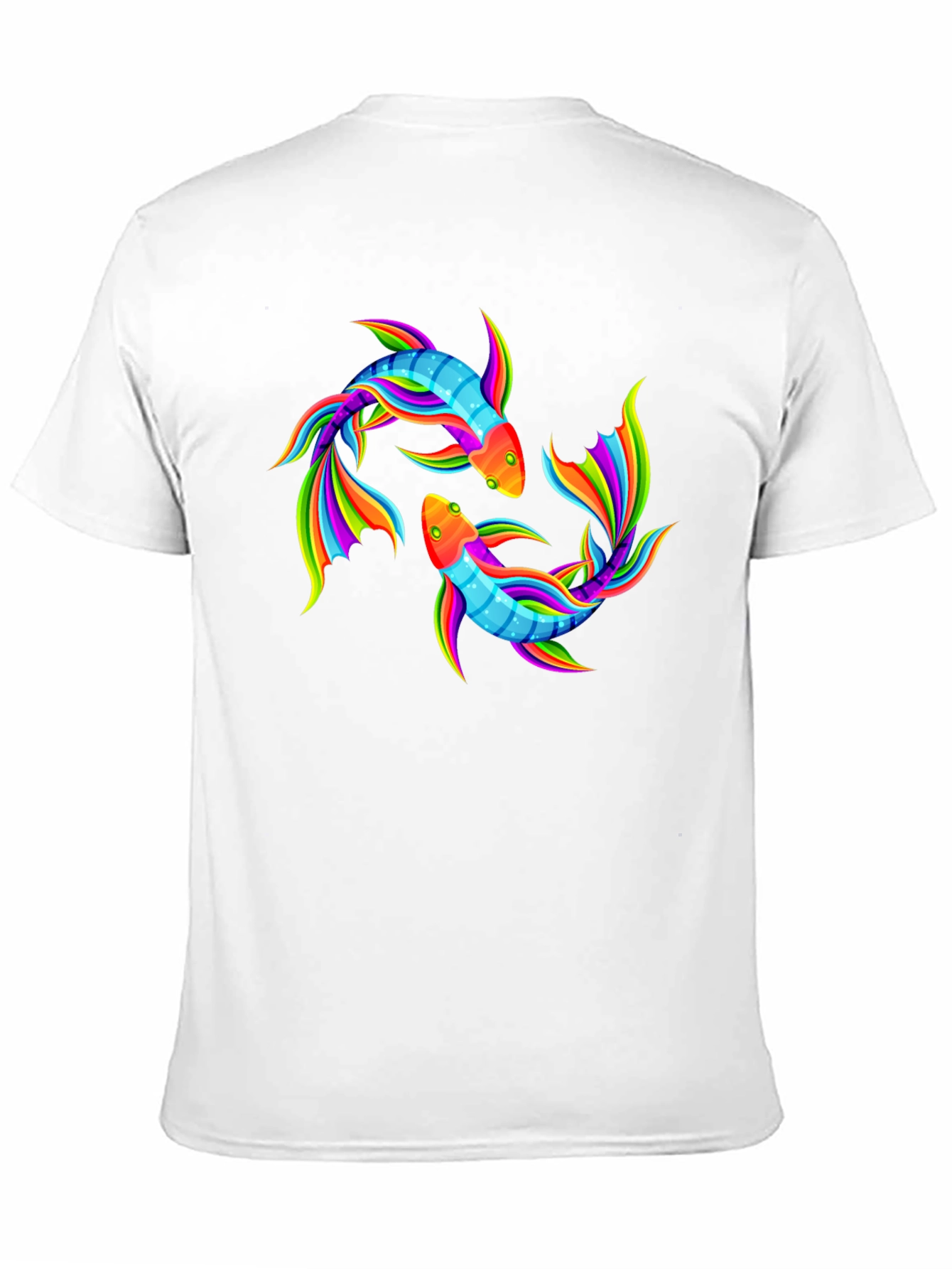 Rainbow Koi Fish Graphic Black T-Shirt