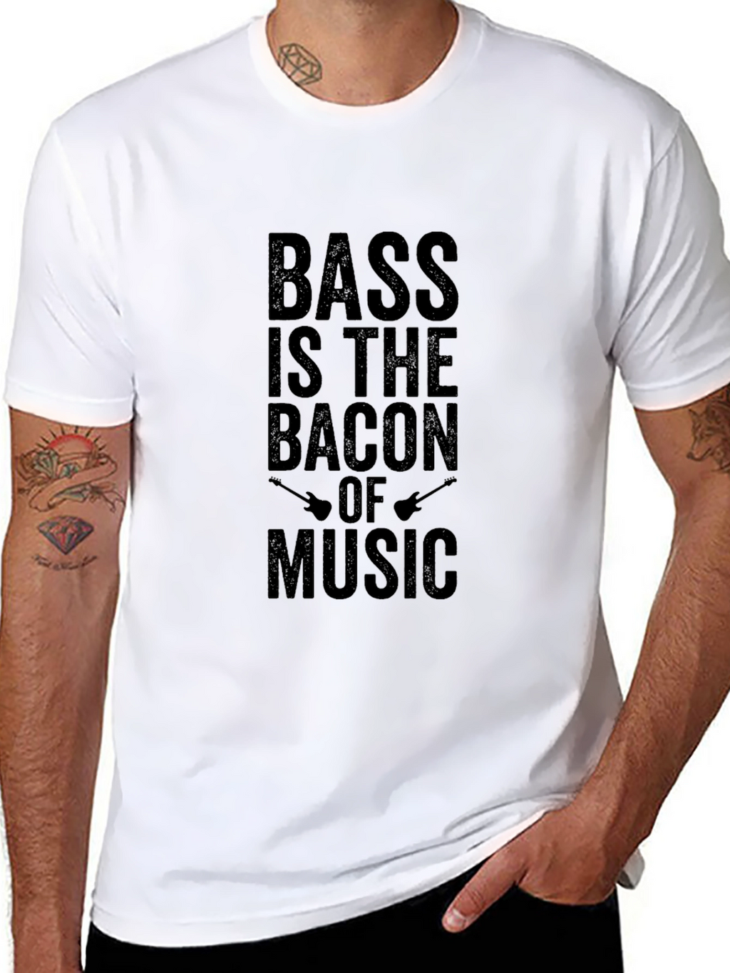 Bass is the Bacon of Music Black T-Shirt