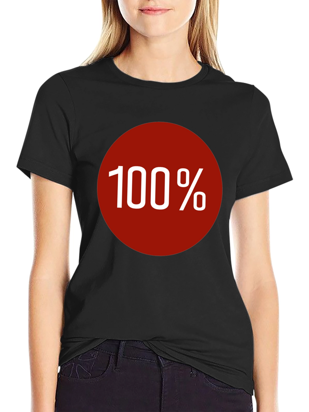 100% Graphic Tee - Bold Red Circle Design