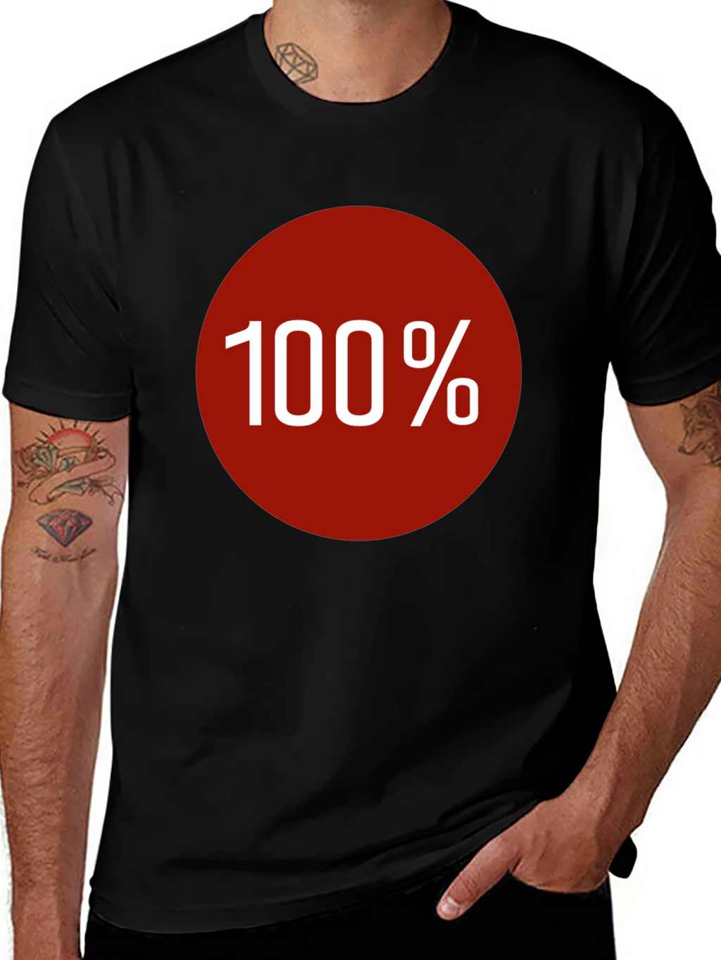 100% Graphic Tee - Bold Red Circle Design