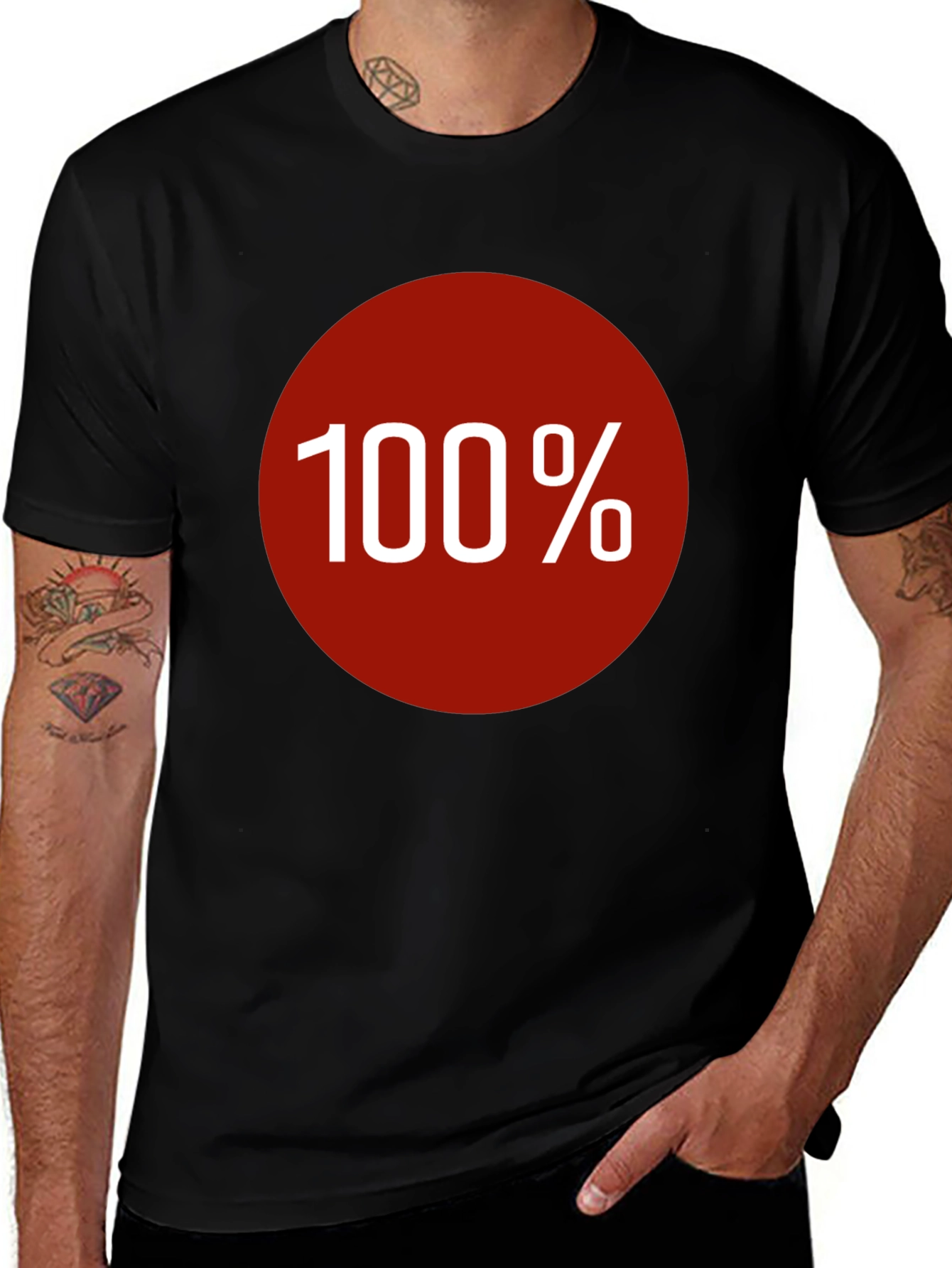 100% Graphic Tee - Bold Red Circle Design