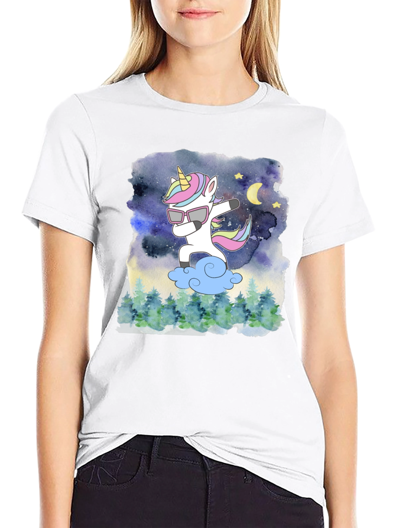 Dabbing Unicorn Graphic T-Shirt