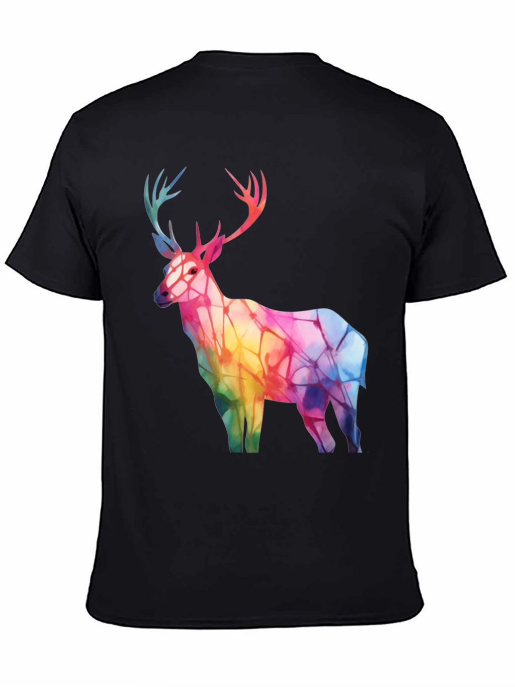Rainbow Deer Graphic Tee - Stylish Mens Black T-Shirt