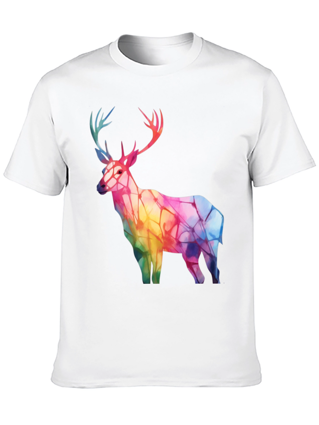Rainbow Deer Graphic Tee - Stylish Mens Black T-Shirt