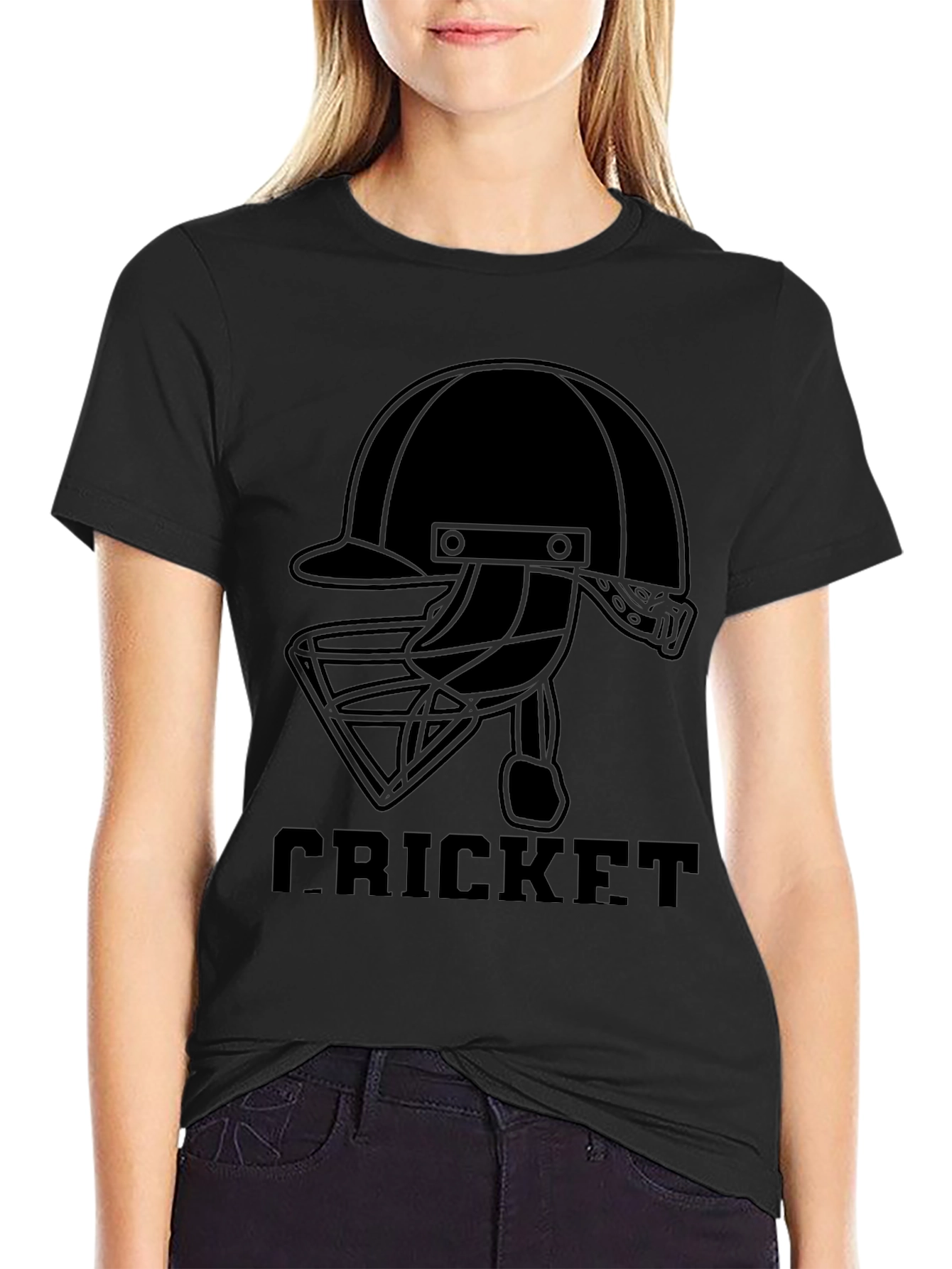 Cricket Helmet Graphic Tee - Black