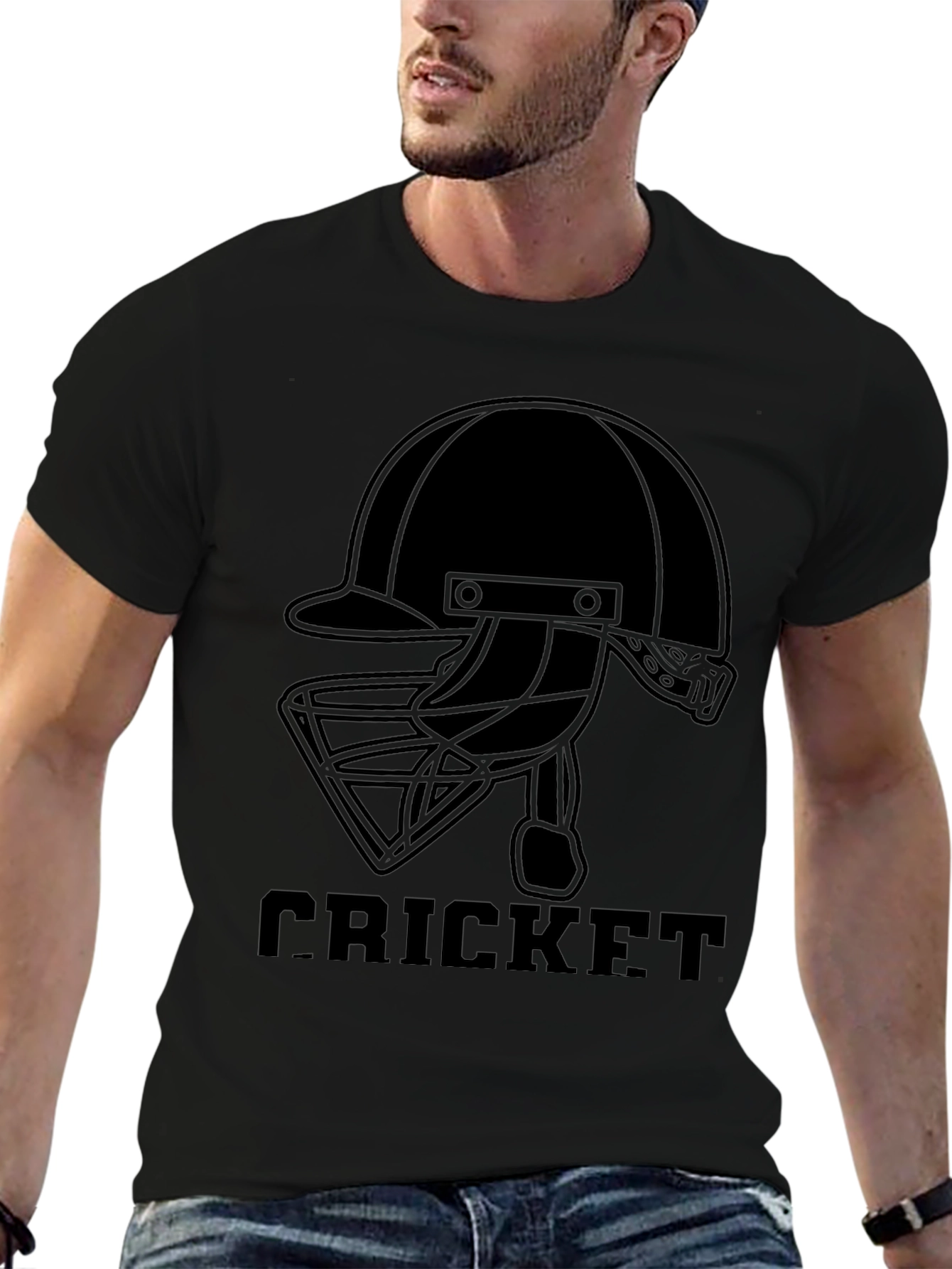 Cricket Helmet Graphic Tee - Black