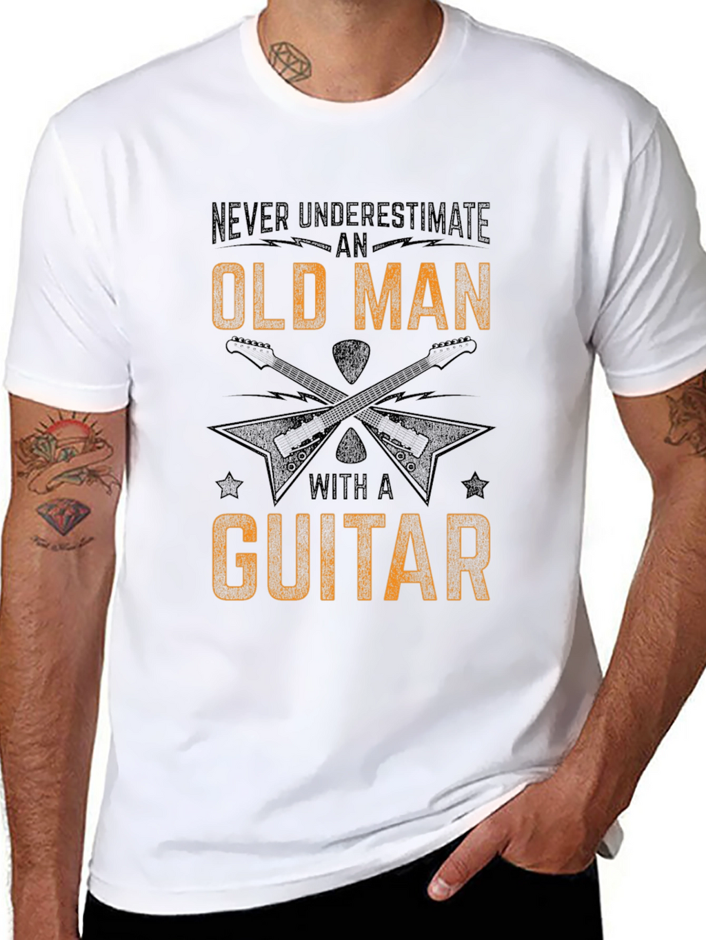 Old Man with a Guitar Black T-Shirt