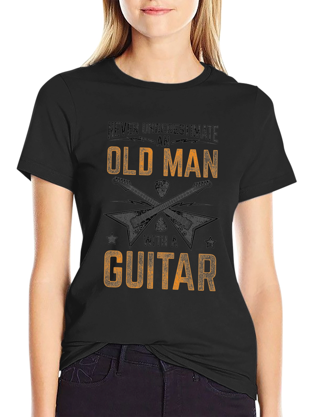 Old Man with a Guitar Black T-Shirt