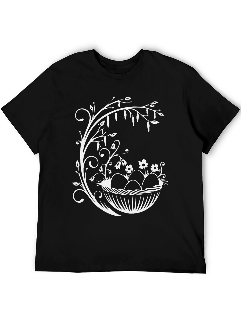 Easter Egg Basket Graphic Tee - Black Cotton Blend
