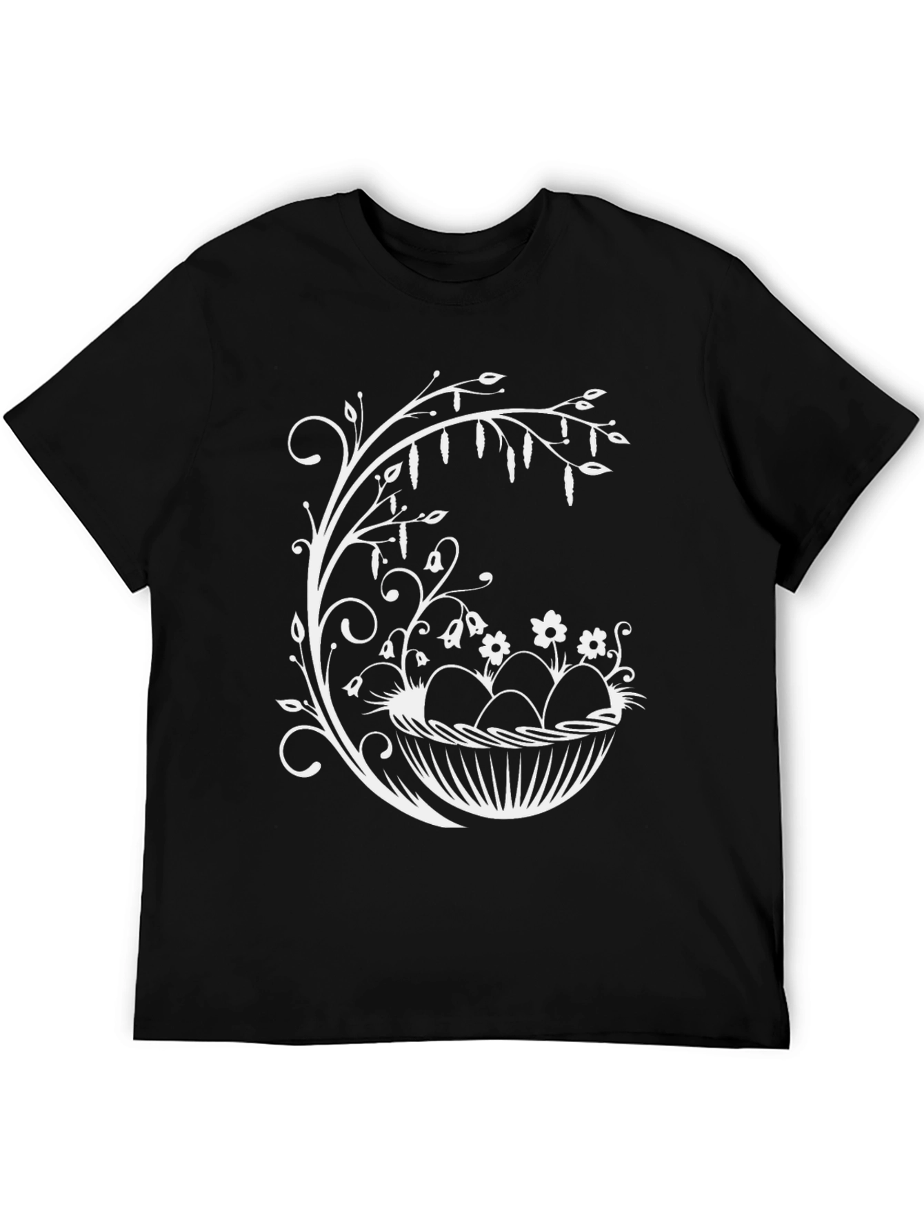 Easter Egg Basket Graphic Tee - Black Cotton Blend
