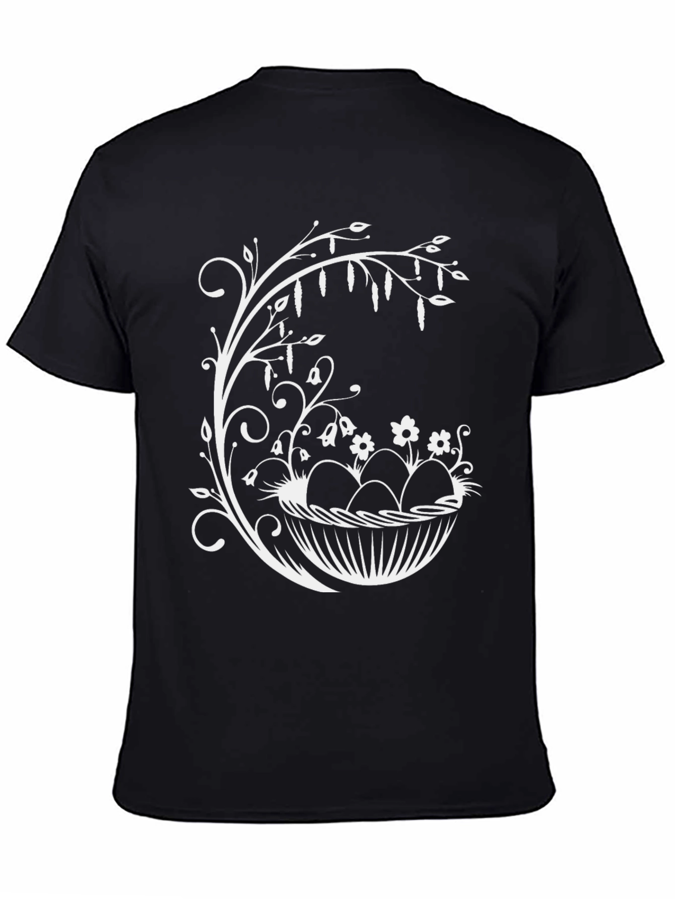 Easter Egg Basket Graphic Tee - Black Cotton Blend