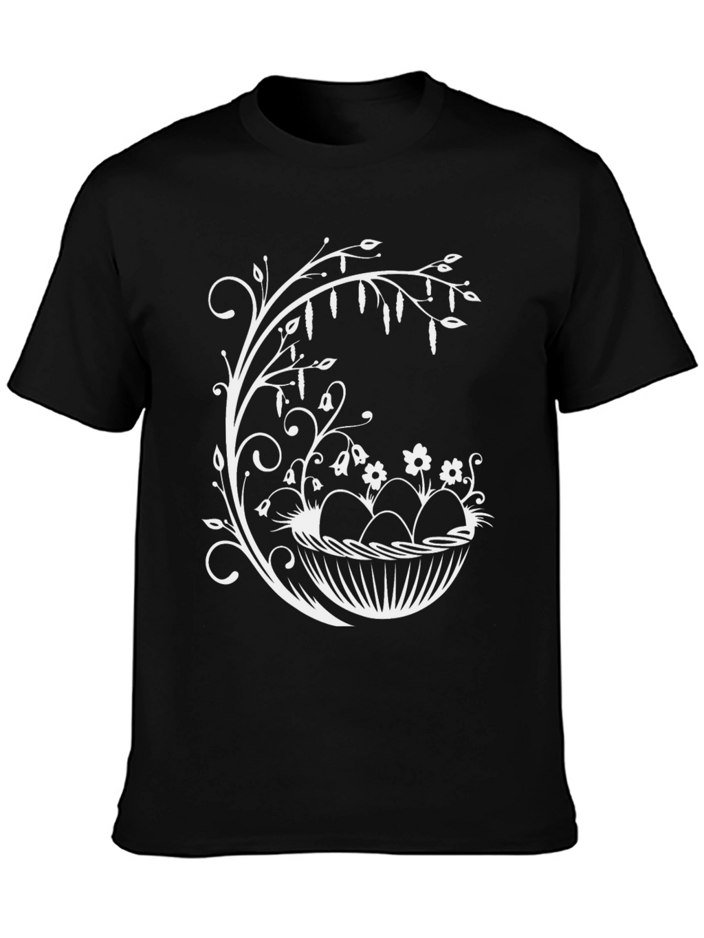 Easter Egg Basket Graphic Tee - Black Cotton Blend