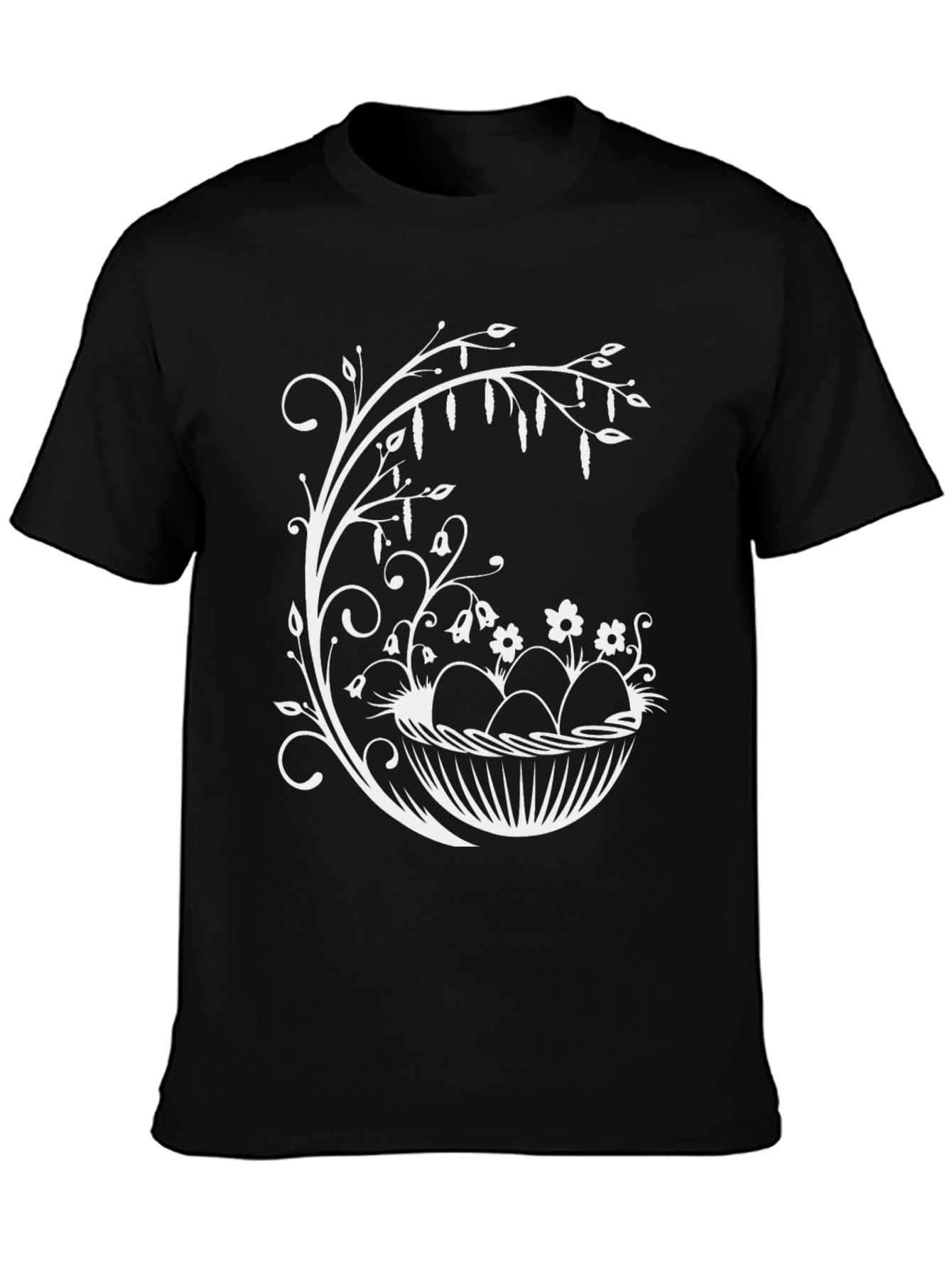 Easter Egg Basket Graphic Tee - Black Cotton Blend
