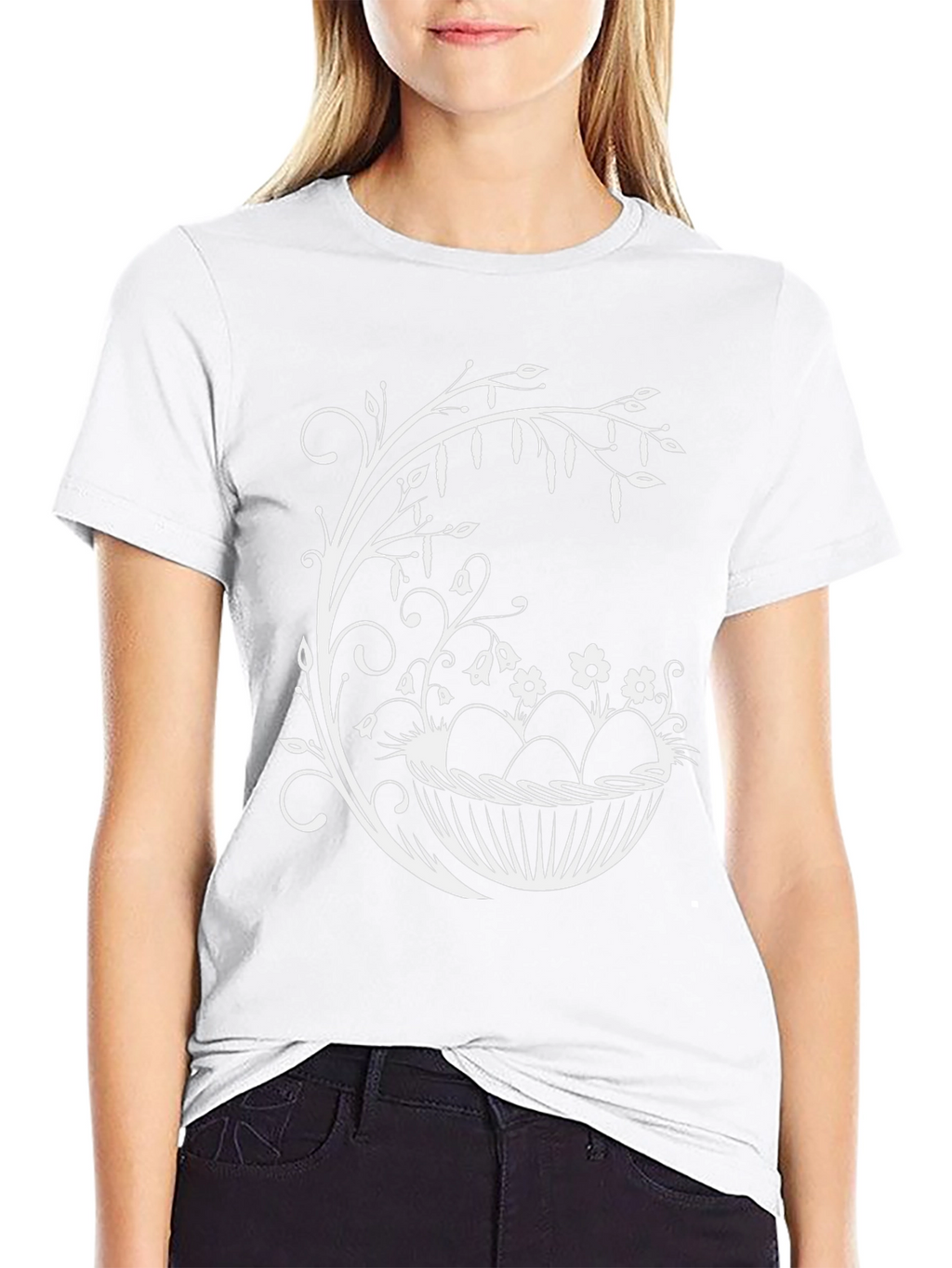 Easter Egg Basket Graphic Tee - Black Cotton Blend