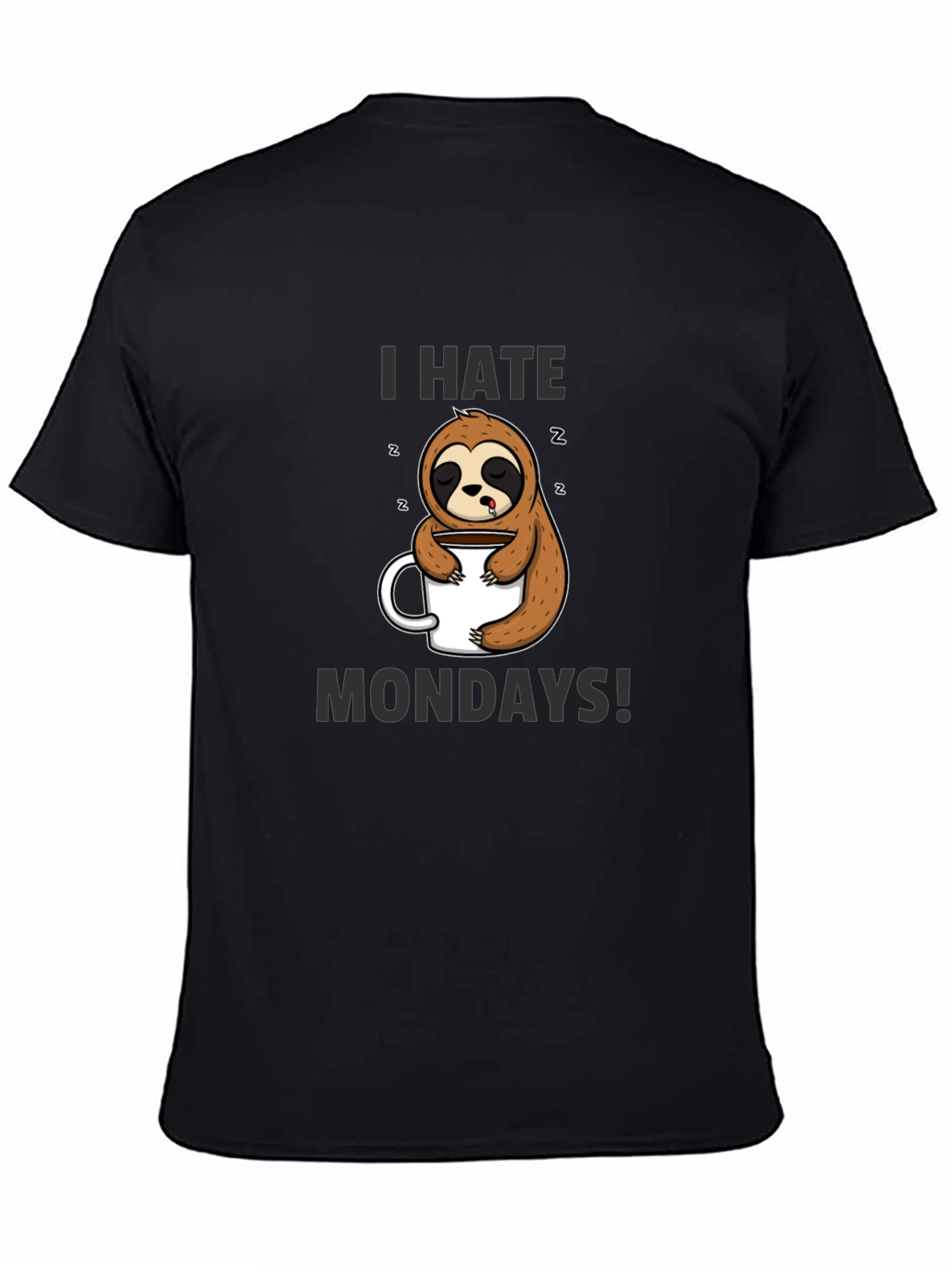 I Hate Mondays Sloth T-Shirt - Mens Black Tee