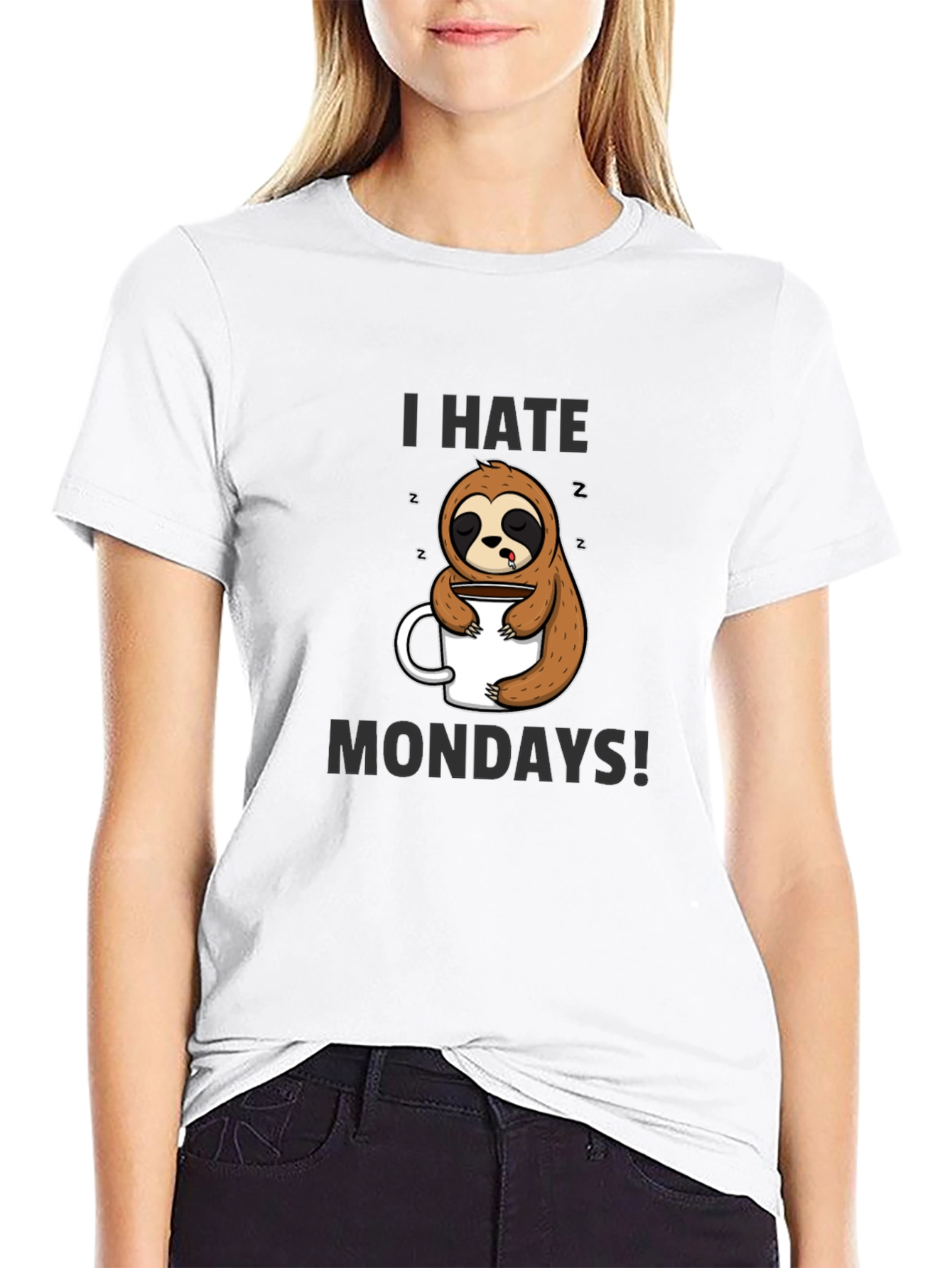 I Hate Mondays Sloth T-Shirt - Mens Black Tee