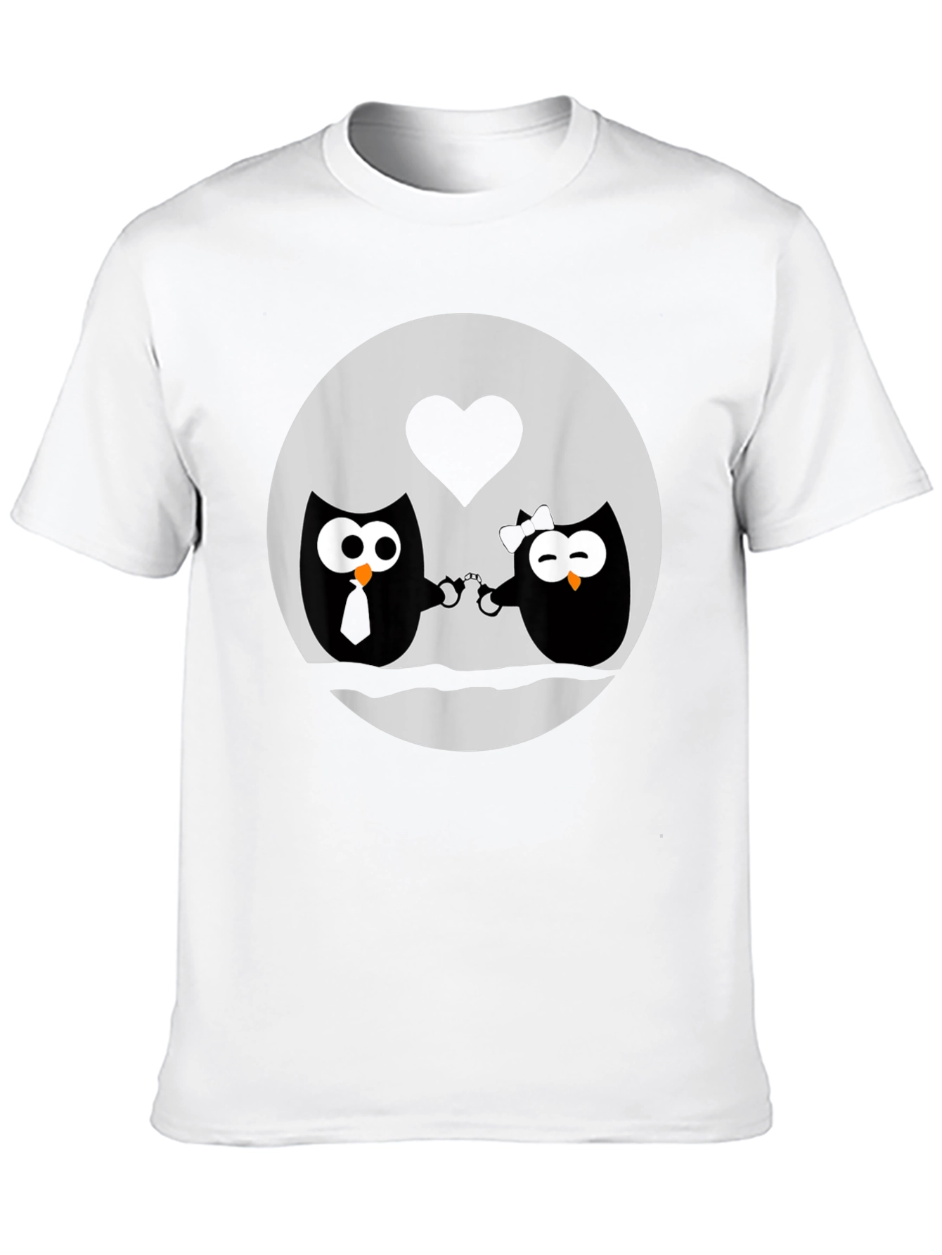 Owl Love T-Shirt - Handcuffed Owls - Black