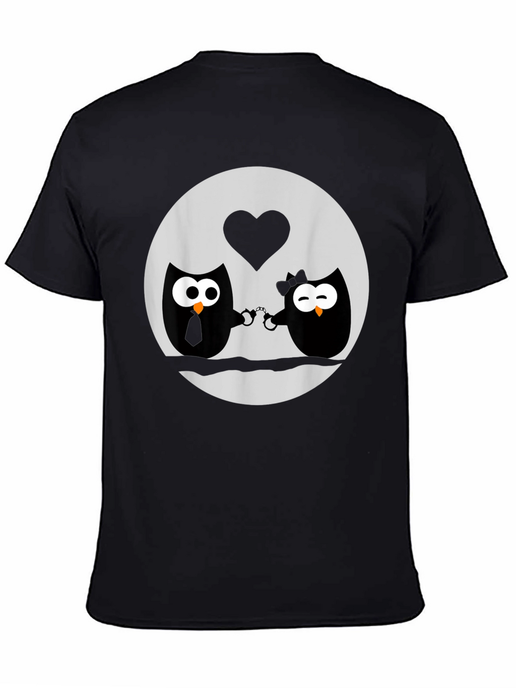 Owl Love T-Shirt - Handcuffed Owls - Black