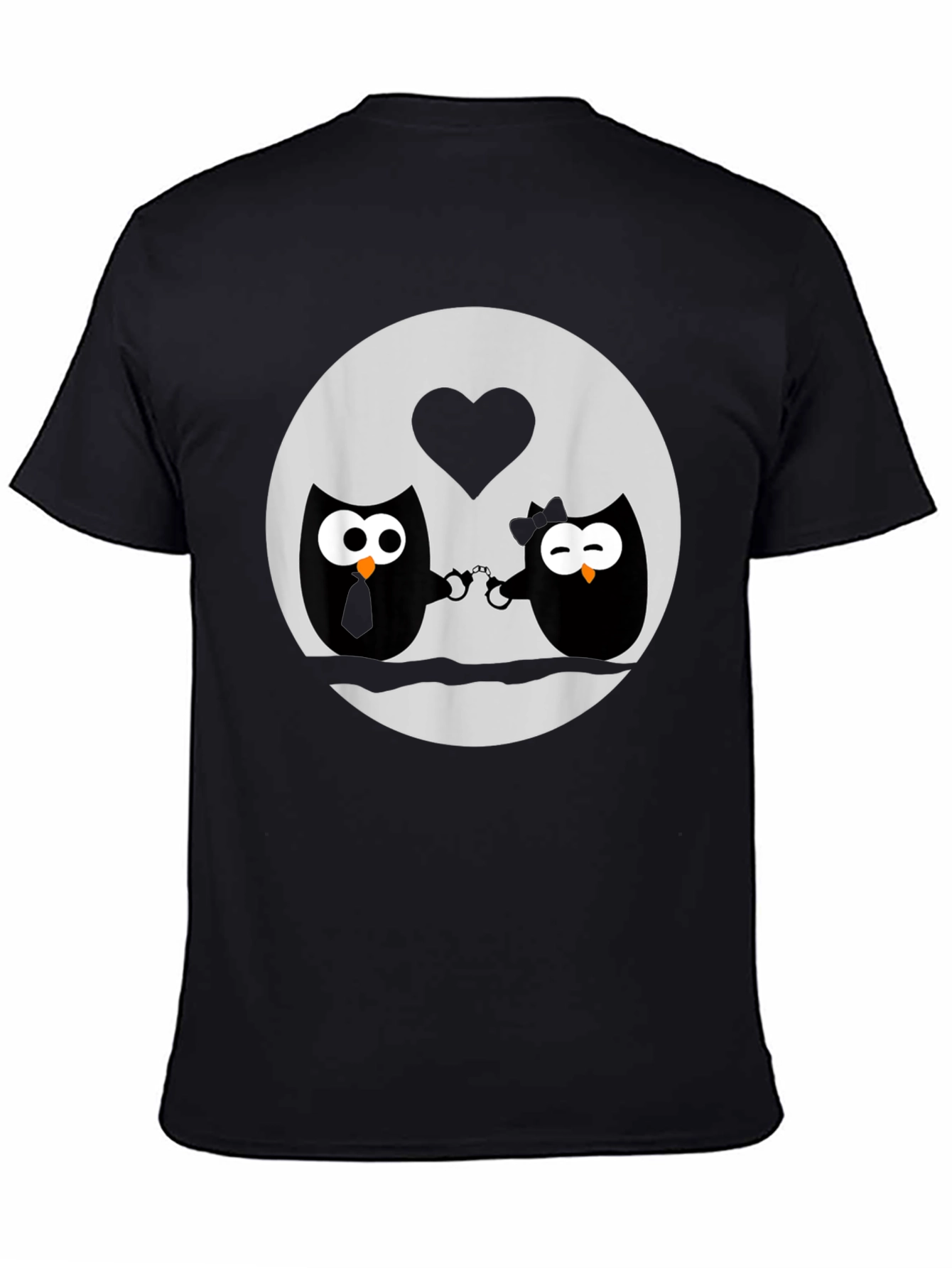 Owl Love T-Shirt - Handcuffed Owls - Black