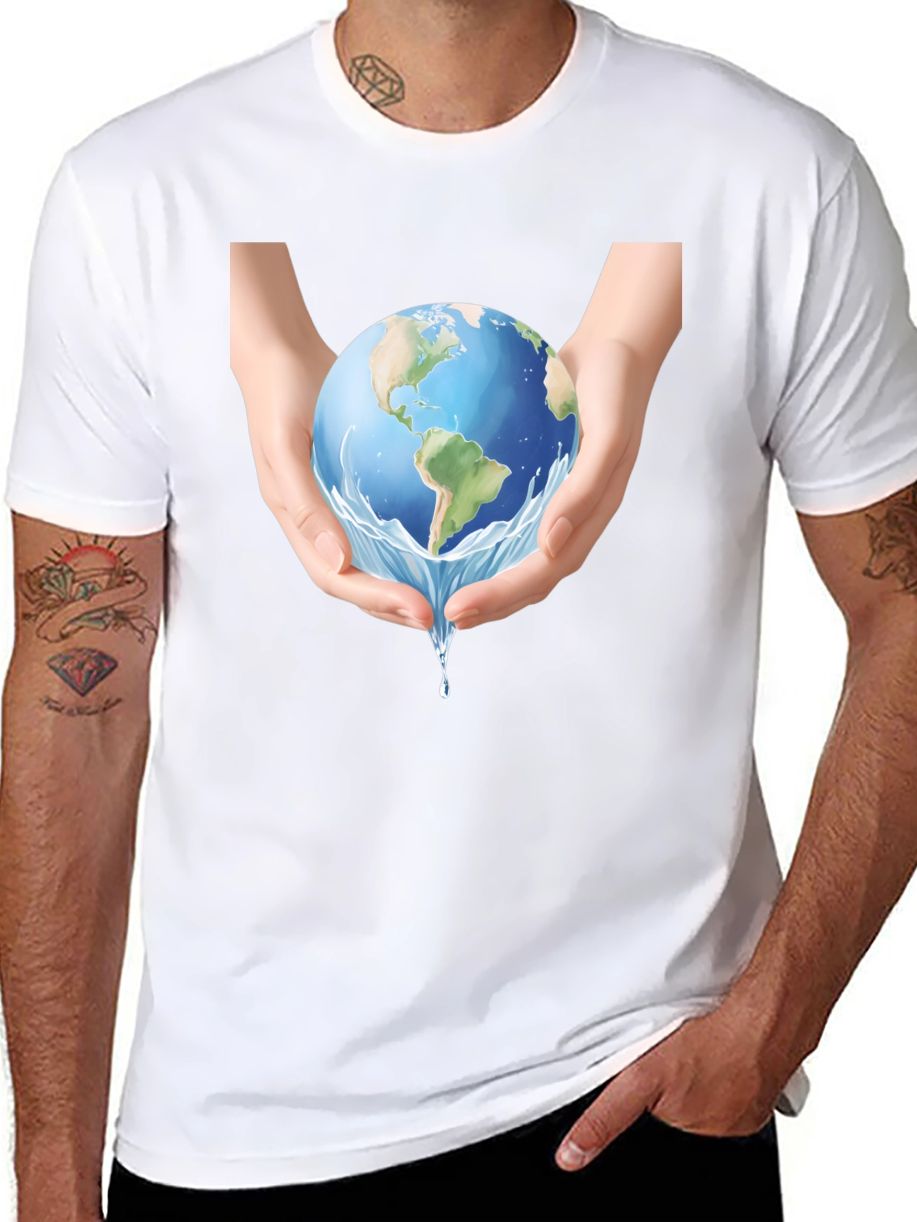 Earth in Hands Graphic Tee - Black