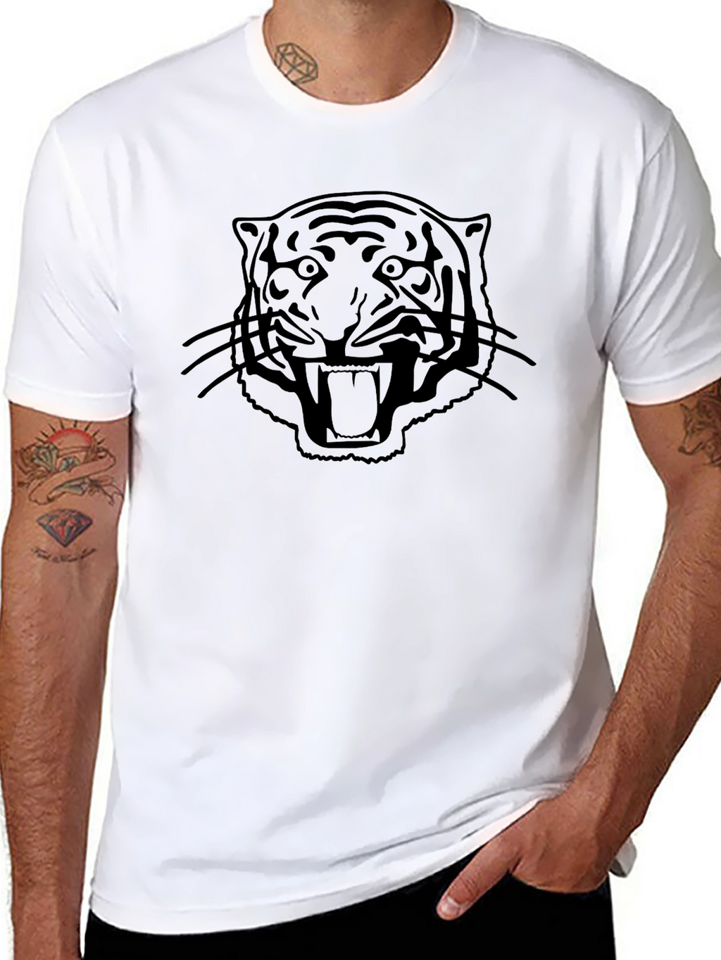 Bold Tiger Graphic Tee - Black