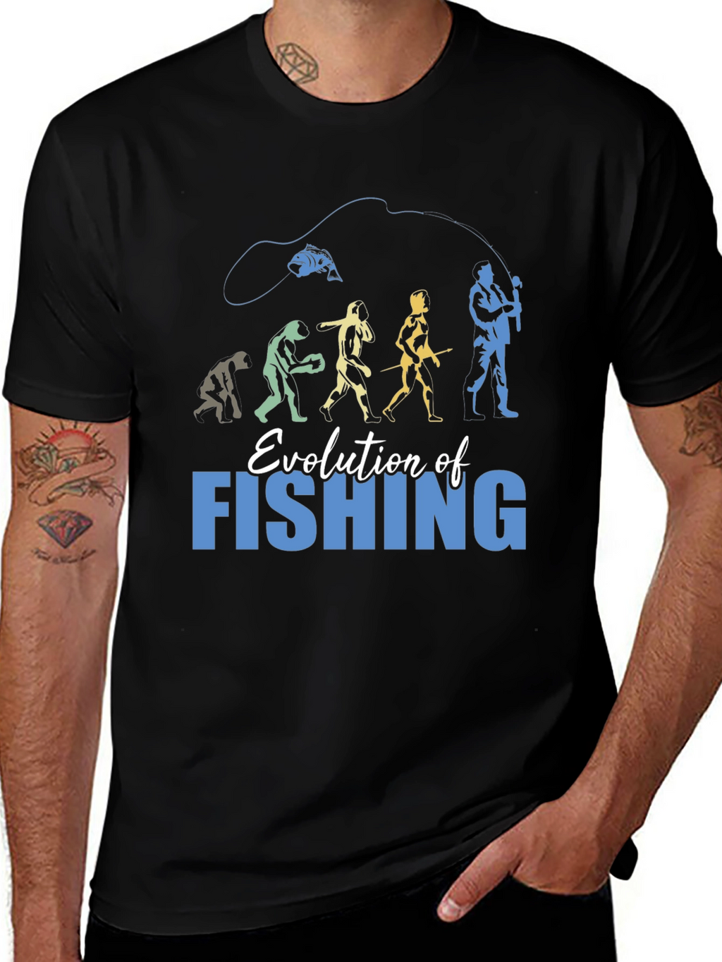 Evolution of Fishing Graphic T-Shirt