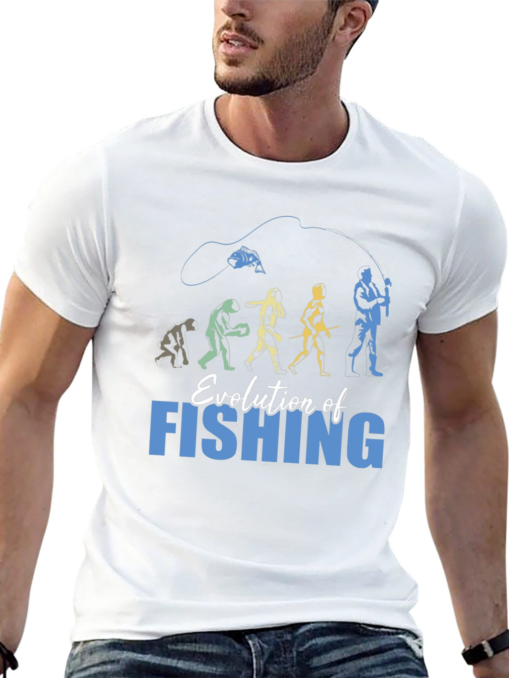 Evolution of Fishing Graphic T-Shirt