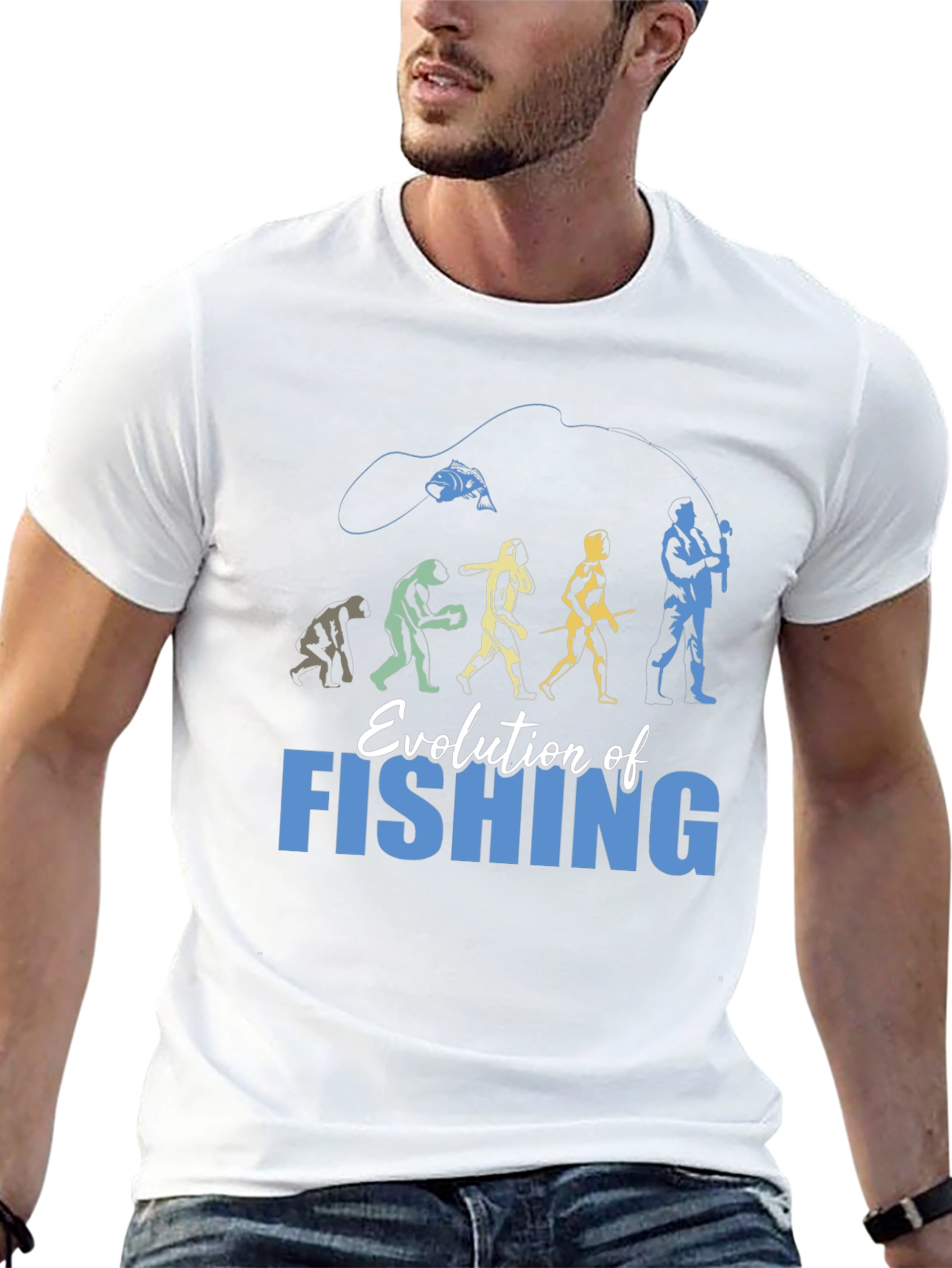 Evolution of Fishing Graphic T-Shirt