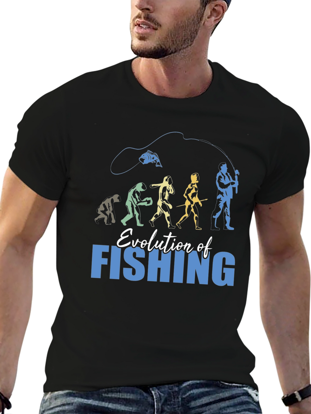 Evolution of Fishing Graphic T-Shirt