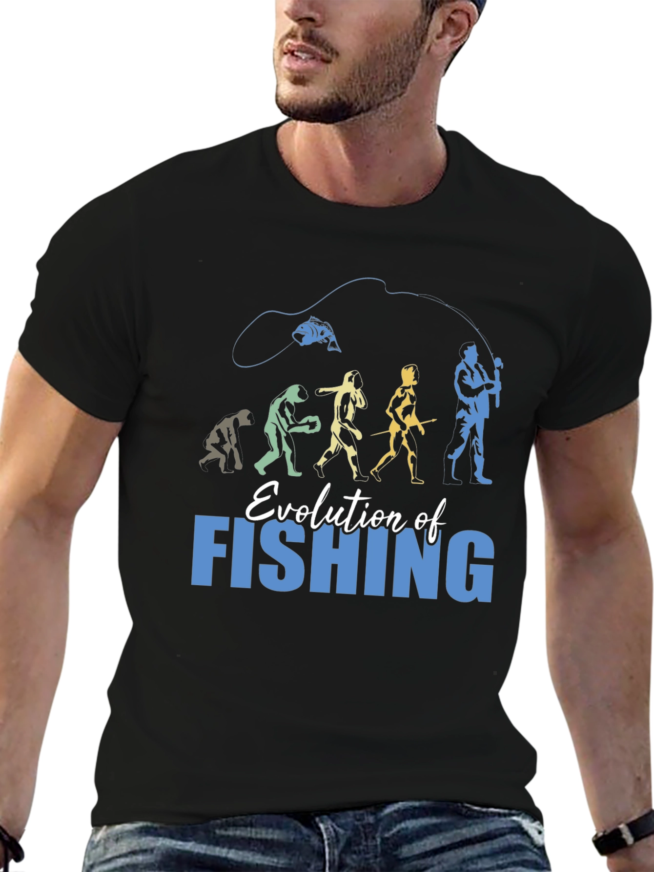 Evolution of Fishing Graphic T-Shirt